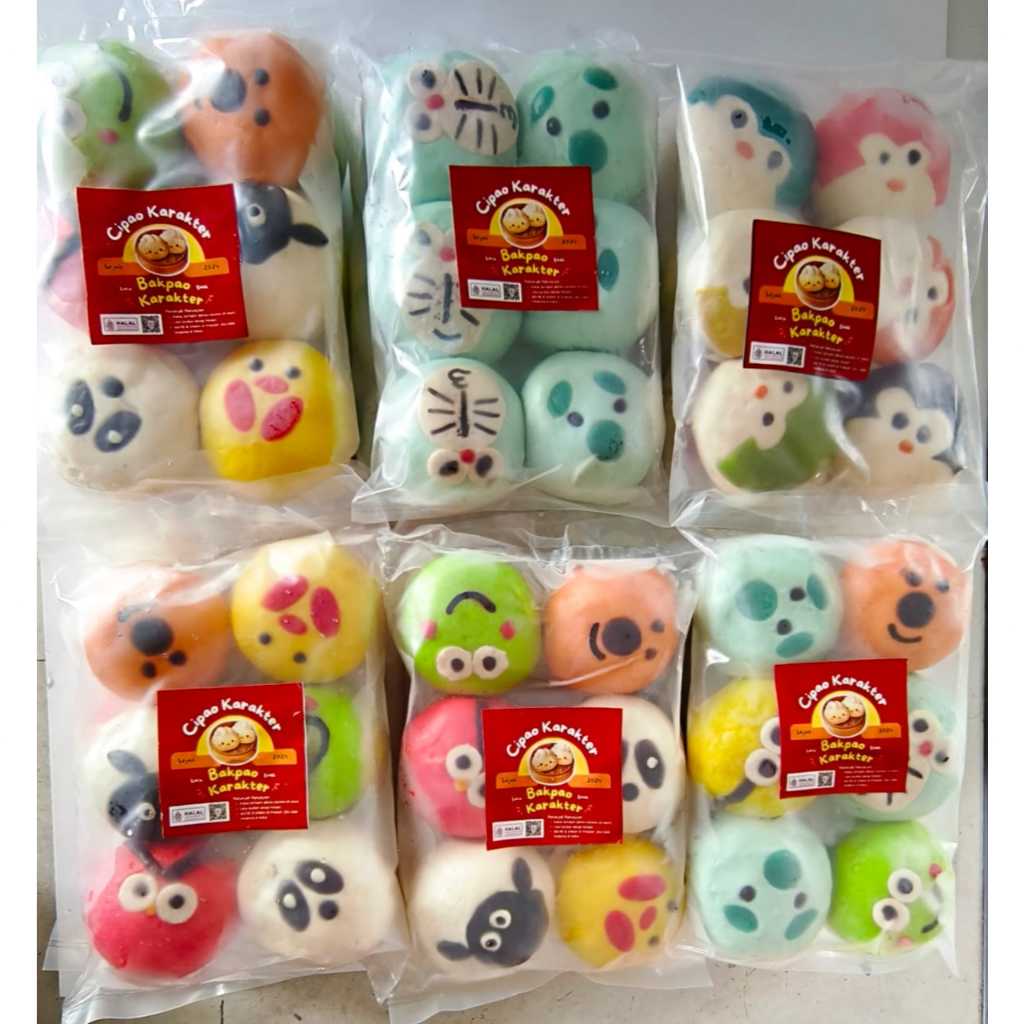 Cipao Bakpao Karakter isi coklat, 6 pcs / Bakpao Frozen /Bakpao Karakter Halal