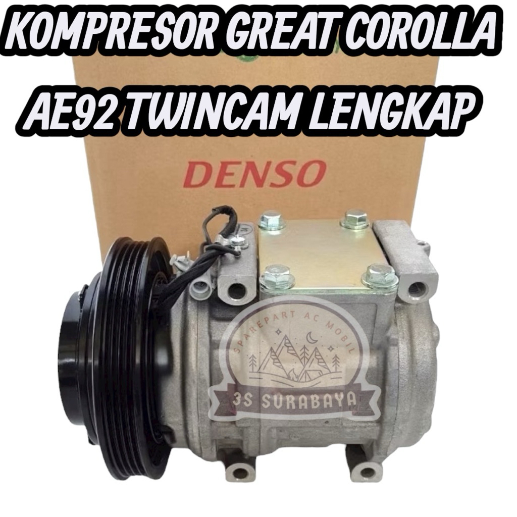 Kompresor Corolla Great Corolla Twincam Denso Lengkap Ac mobil Toyota (Baru/New) Compressor AE92