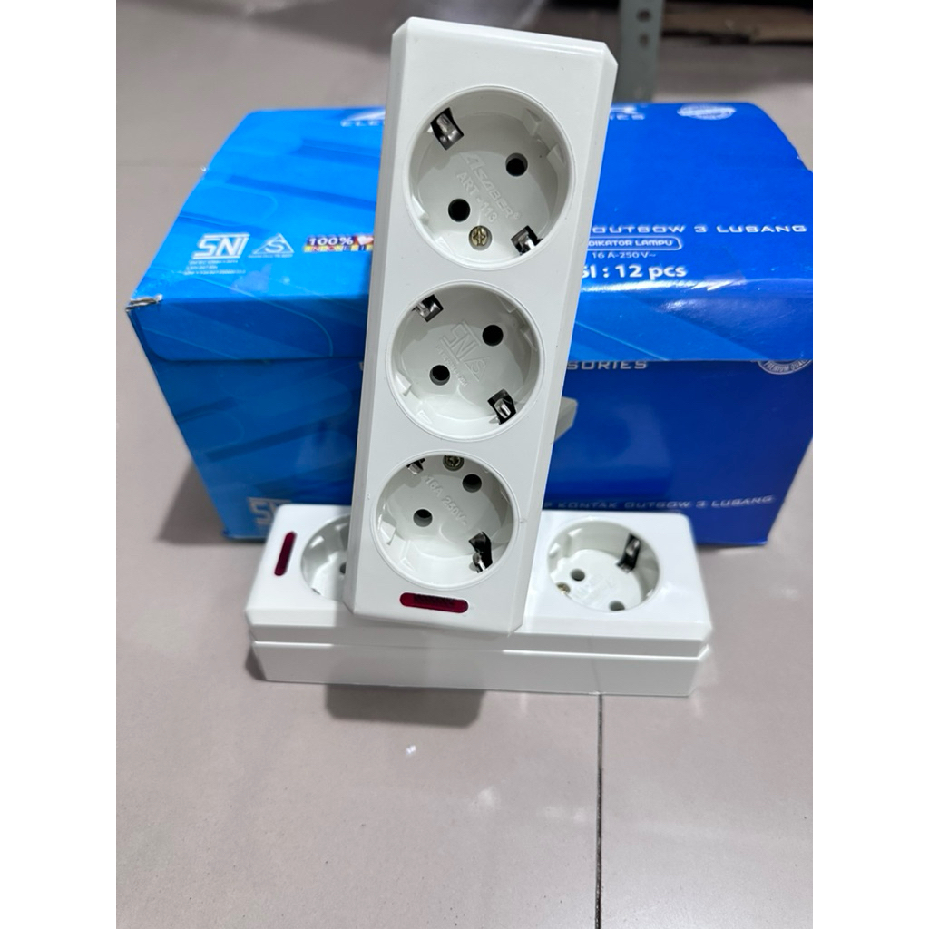 LUBANG COLOKAN/ STOP KONTAK 3 LUBANG SNI ASABER TANPA KABEL