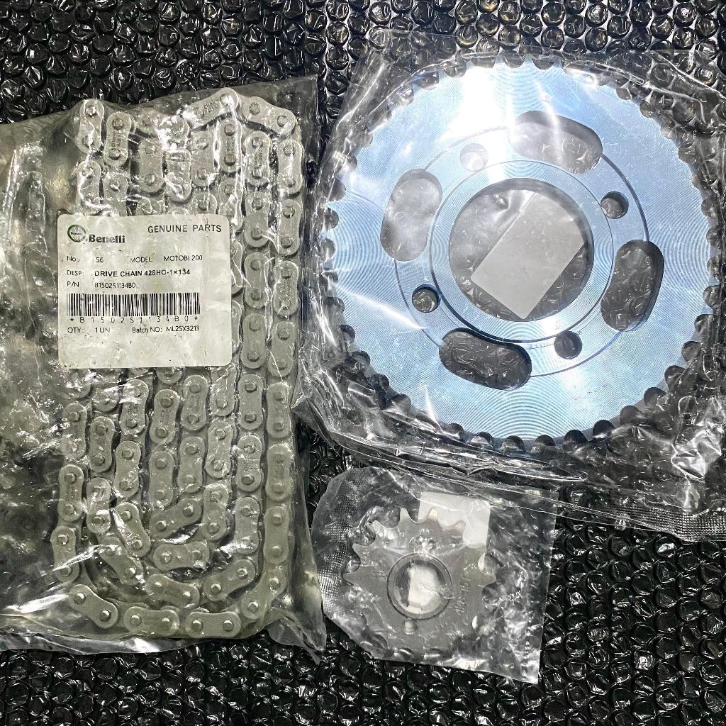 Gear set benelli 200 efi / rantai benelli 200 efi / gear belakang benelli 200 efi / gear depan benel