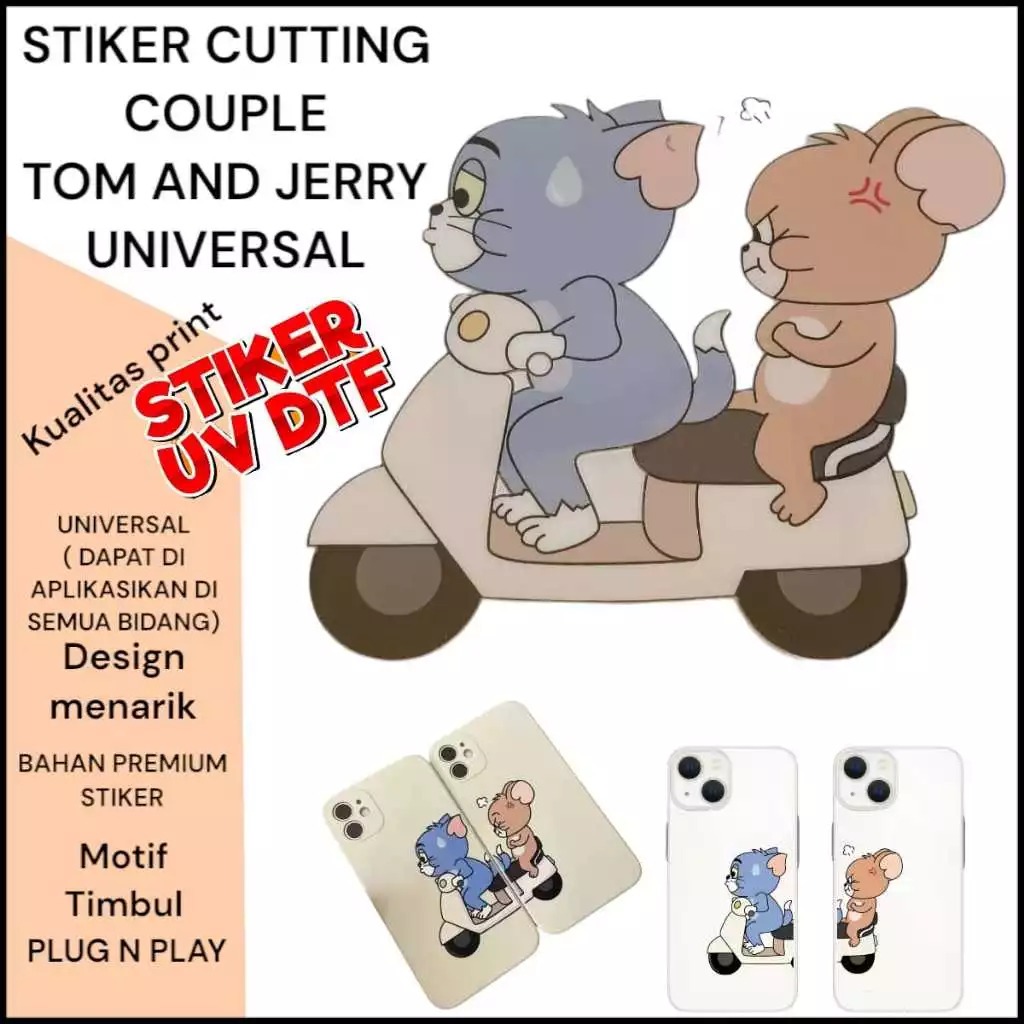 Stiker tutup tangki bensin mobil uv dtf premium stiker kartun lucu kreatif / Stiker cutting couple t