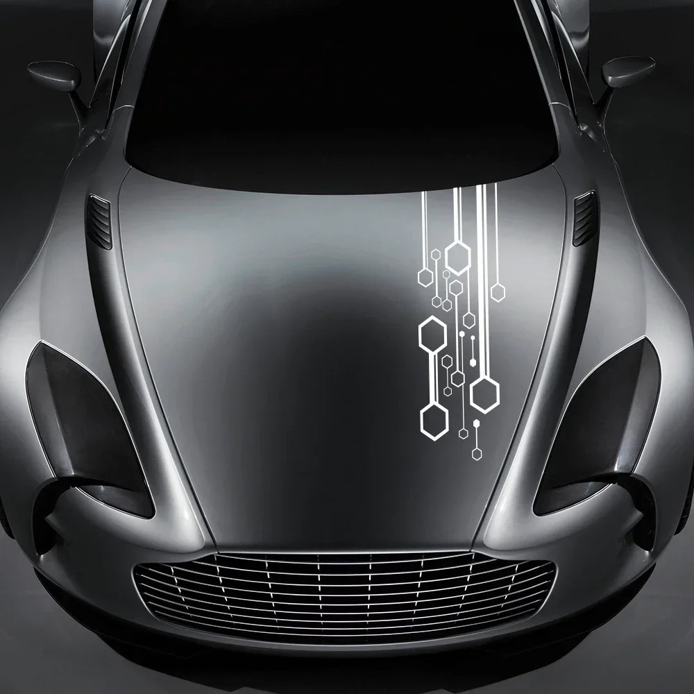 Stiker Kap Mobil Garis-garis Heksagonal Stiker Film Dekorasi Tuning Aksesoris Untuk VW Volkswagen Te