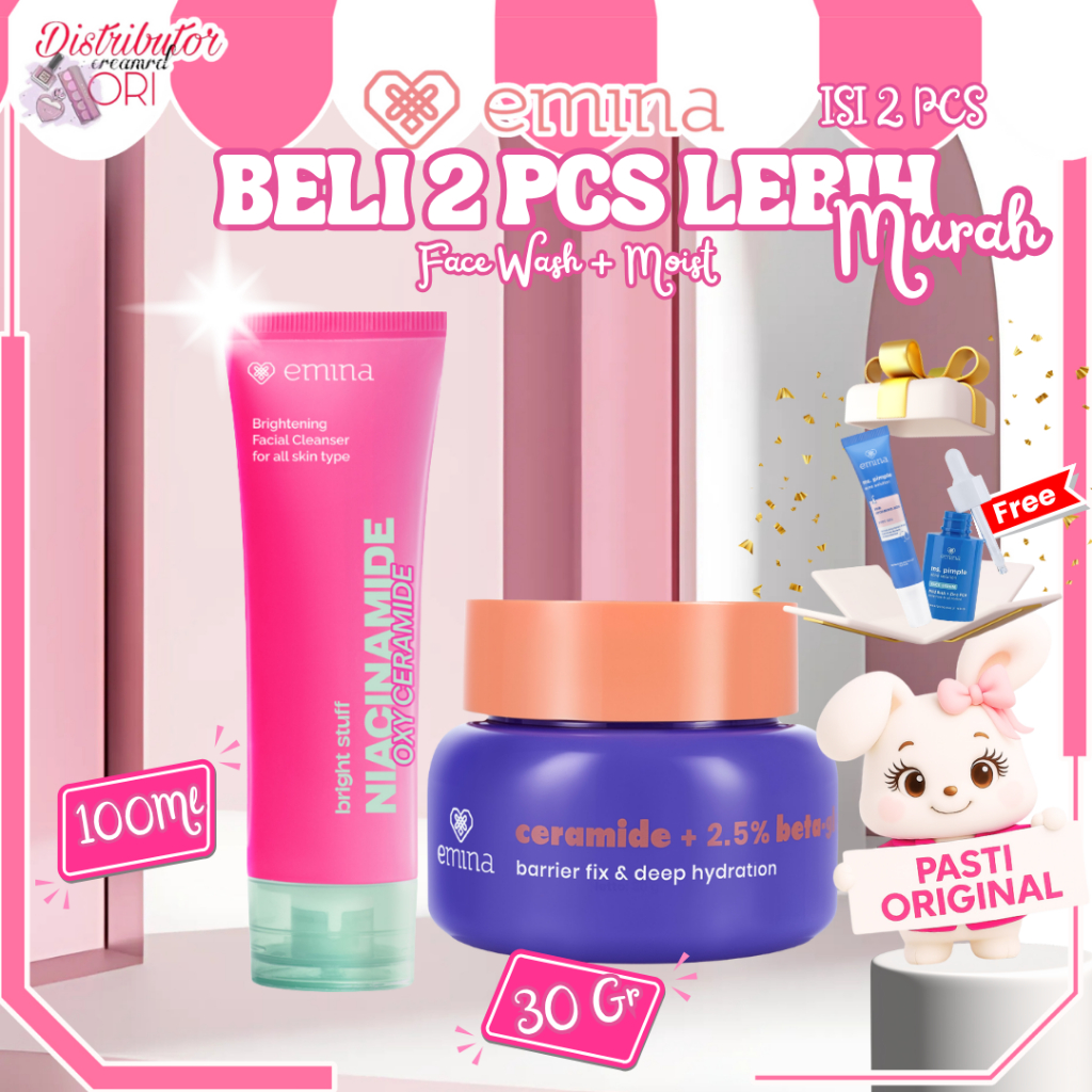 [ PAKET ISI 2 ] Emina Face Wash Niacinamide Oxy 100 Ml  +  Moisturizer Gel Water BarrierBlancing30Gr