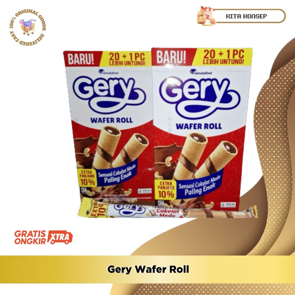 Gery wafer roll Gery Wafer Roll 15gr cokelat 20 pcs
