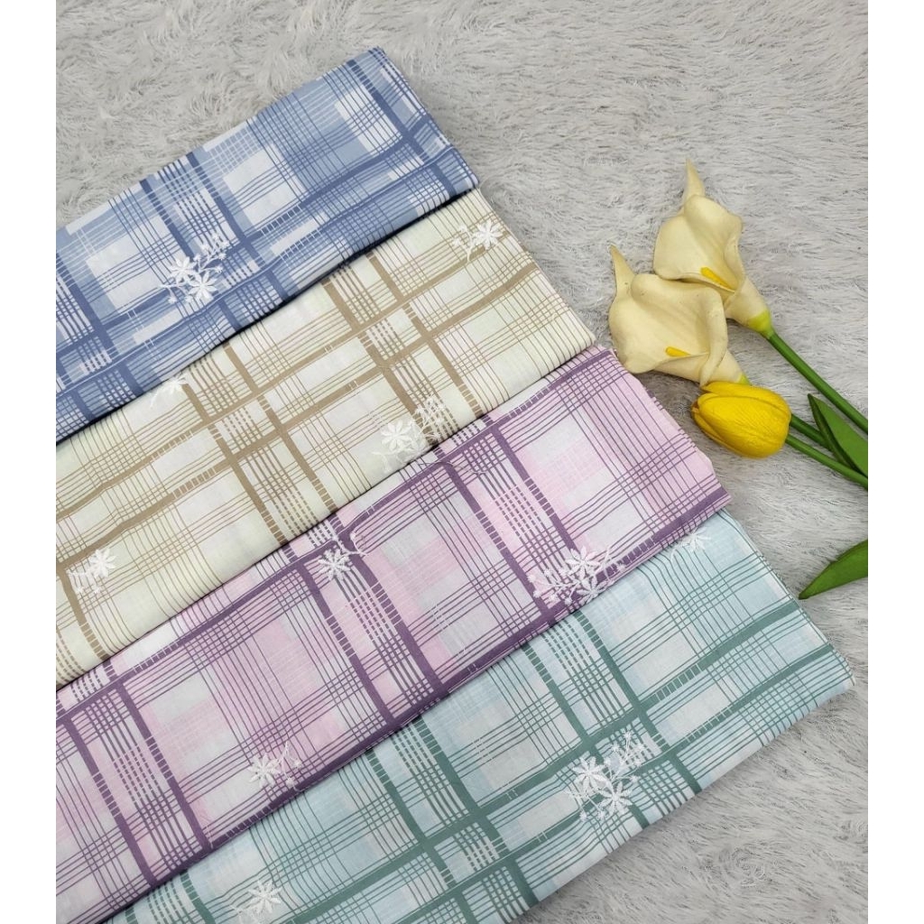 bahan kain katun Embroidery premium terbaru/kain katun bordir import
