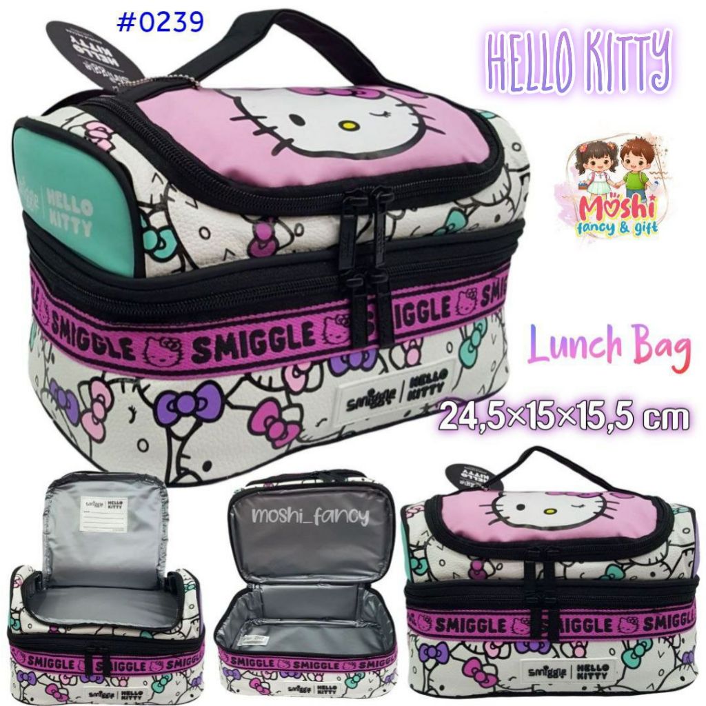 Lunch Bag Double Decker Hello Kitty / Lunch Bag Anak Perempuan Motif Hello Kitty / Tas Makan Bekal A