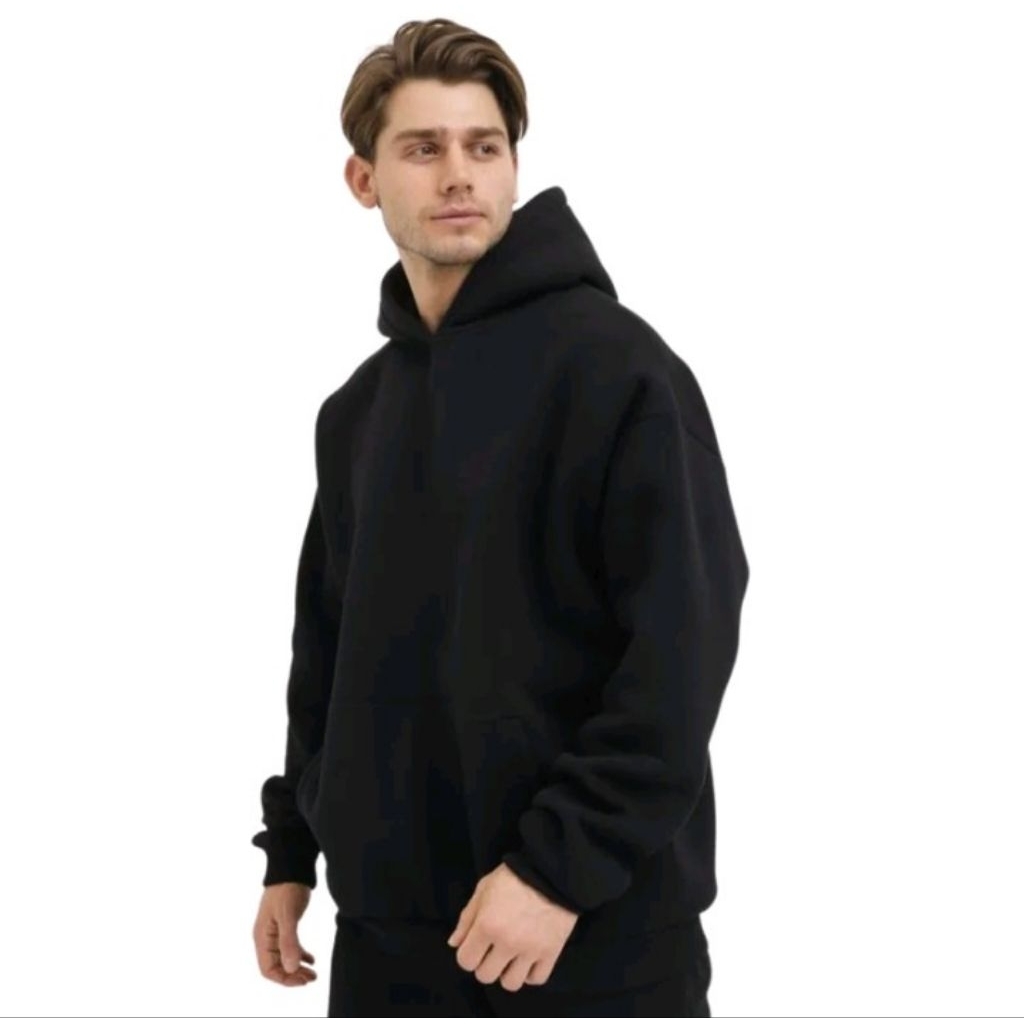 Hoodie polos hitam tebal