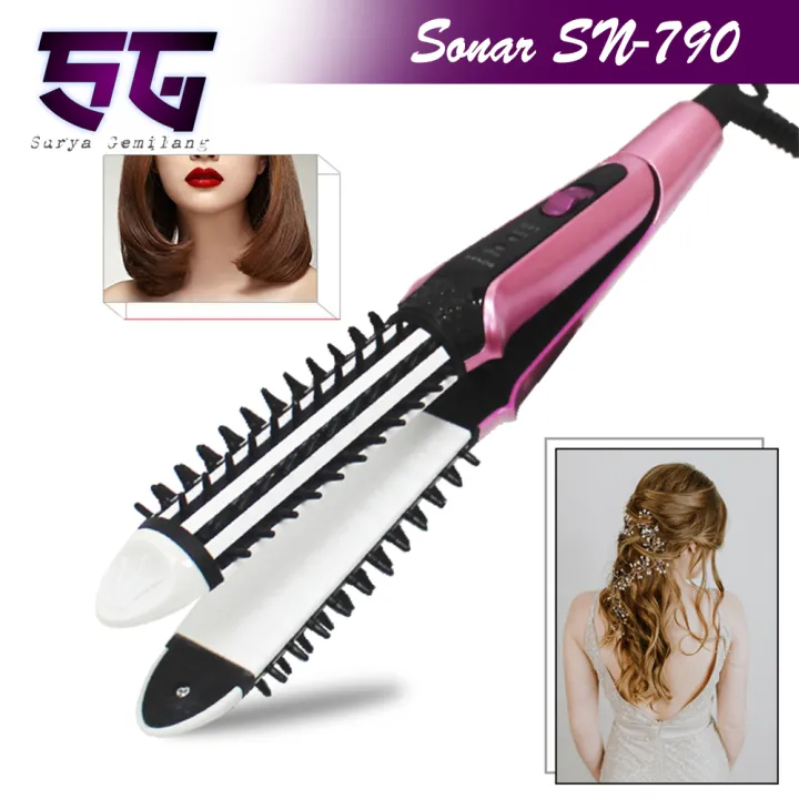 Alat Catok Rambut 2in1 Lurus Curly Sisir murah 999b/CATOKAN -6866/SN- 790