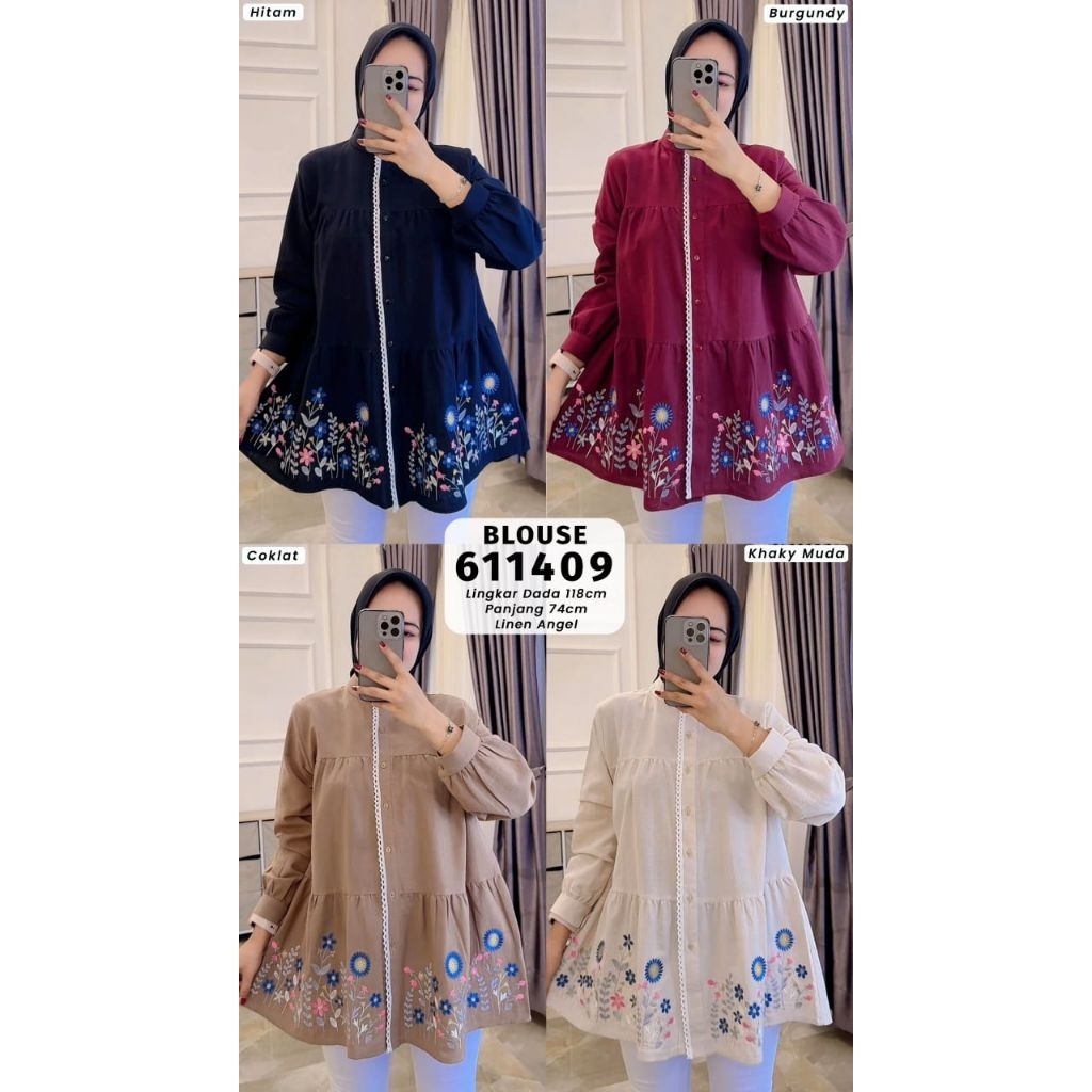 Atasan Wanita Bordir//Blouse EXTU ORI//Atasan Wanita Elegant Bordir//Atasan Wanita Motif Bunga Bordi