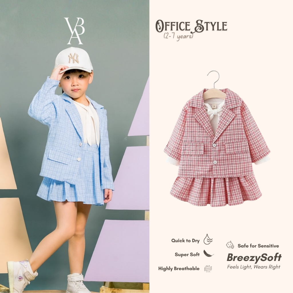 Venta Baby - Office Style 3in1 Set Blouse Blazer & Rok Elegan Korean Look Anak Perempuan 2-7 Tahun