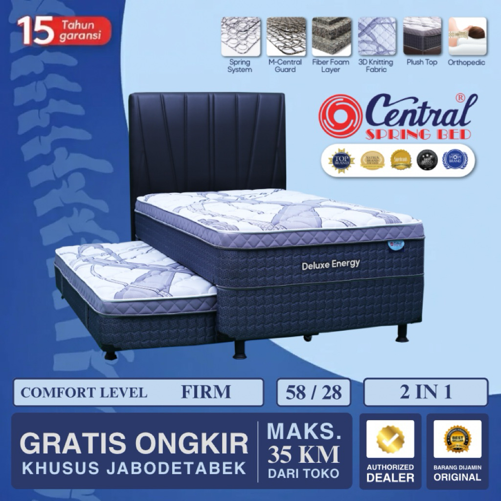 Kasur Springbed 2in1 2 in 1 Central Deluxe Energy Plushtop Light Orthopedic | Kasur Anak | Kasur Sor