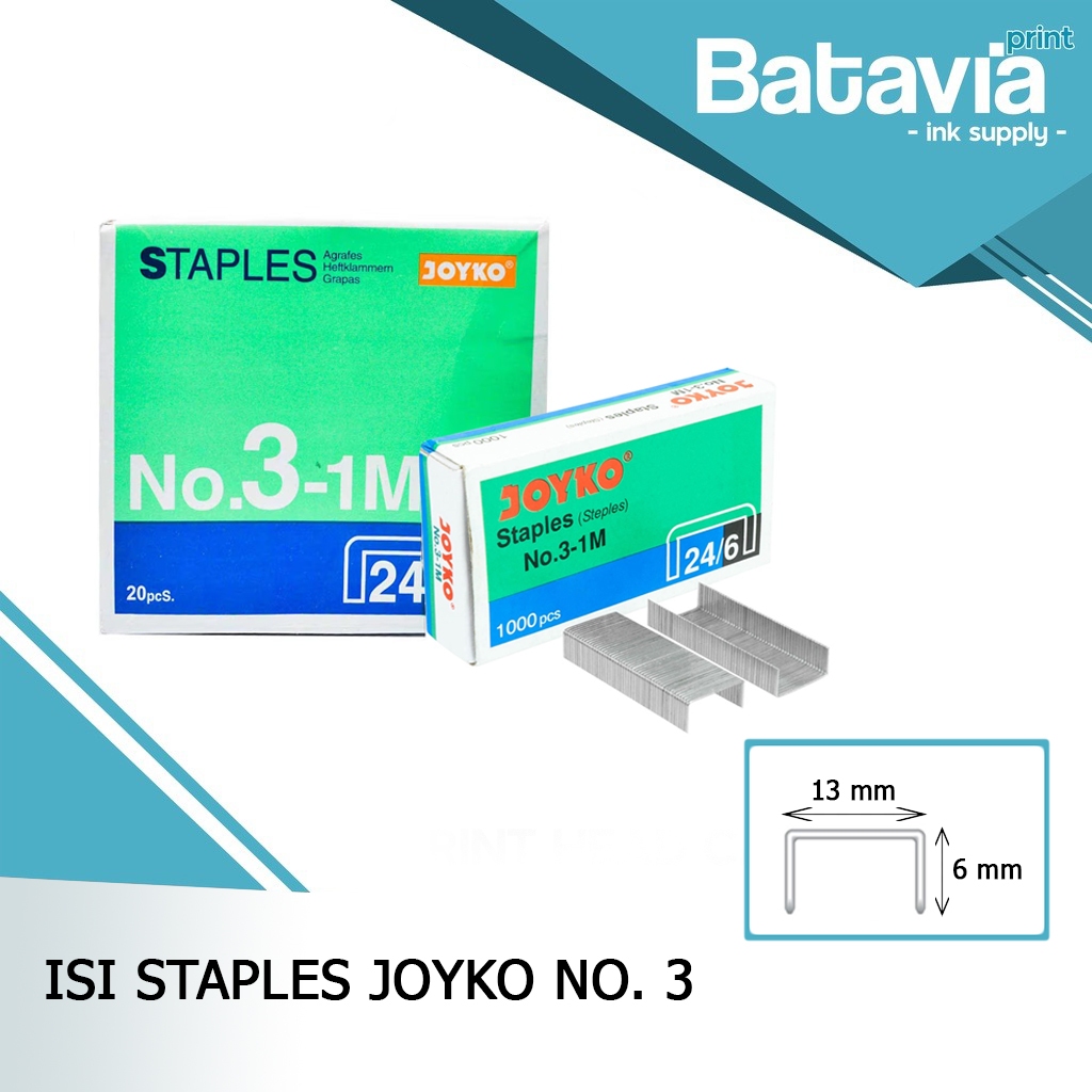 ISI STAPLES JOYKO NO. 3 | REFILL ISI STAPLER BESAR | FOR STAPLER HD-50 1 BOX ( 20 KOTAK )
