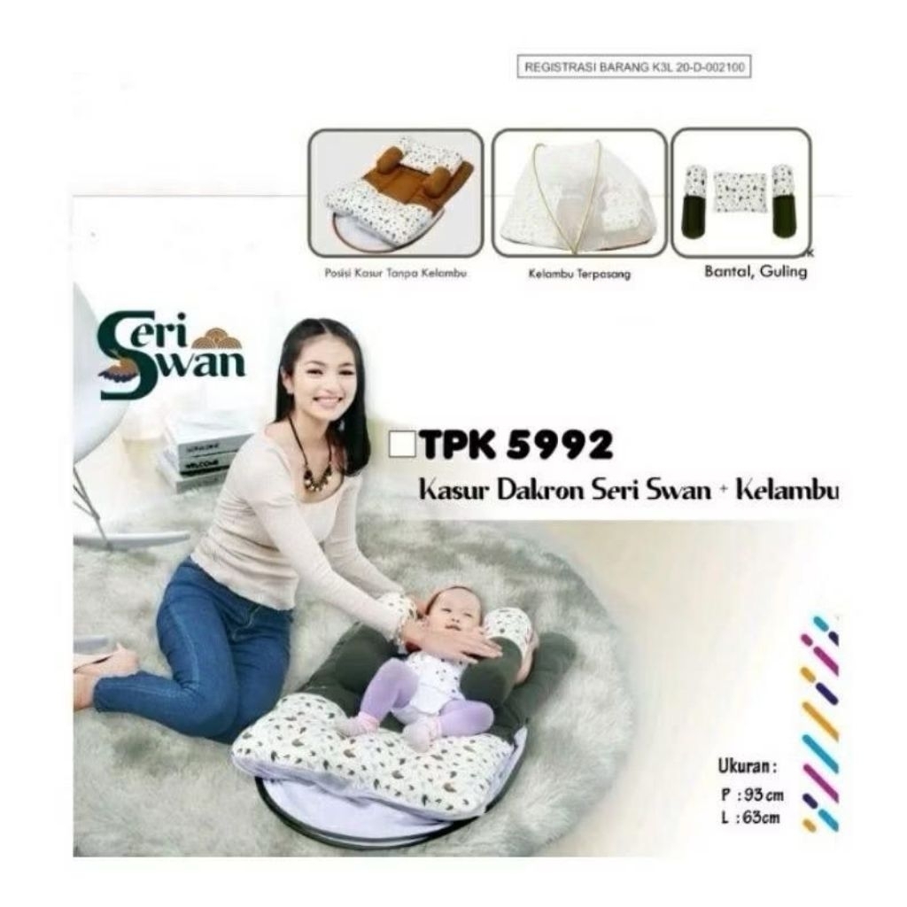 Snobby kasur dakron seri swan + kelambu tpk 5992/ Kasur set Bantal Guling kelambu/ kasur bayi Newbor