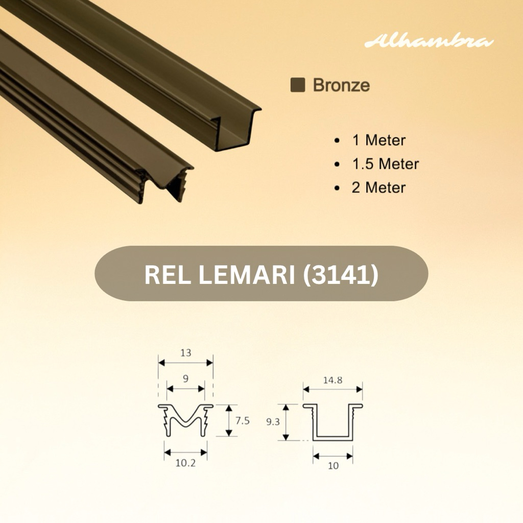 Rel Tanam U M 3141 , Rel Lemari Sliding Pakaian - 100 , 150 , 200 cm