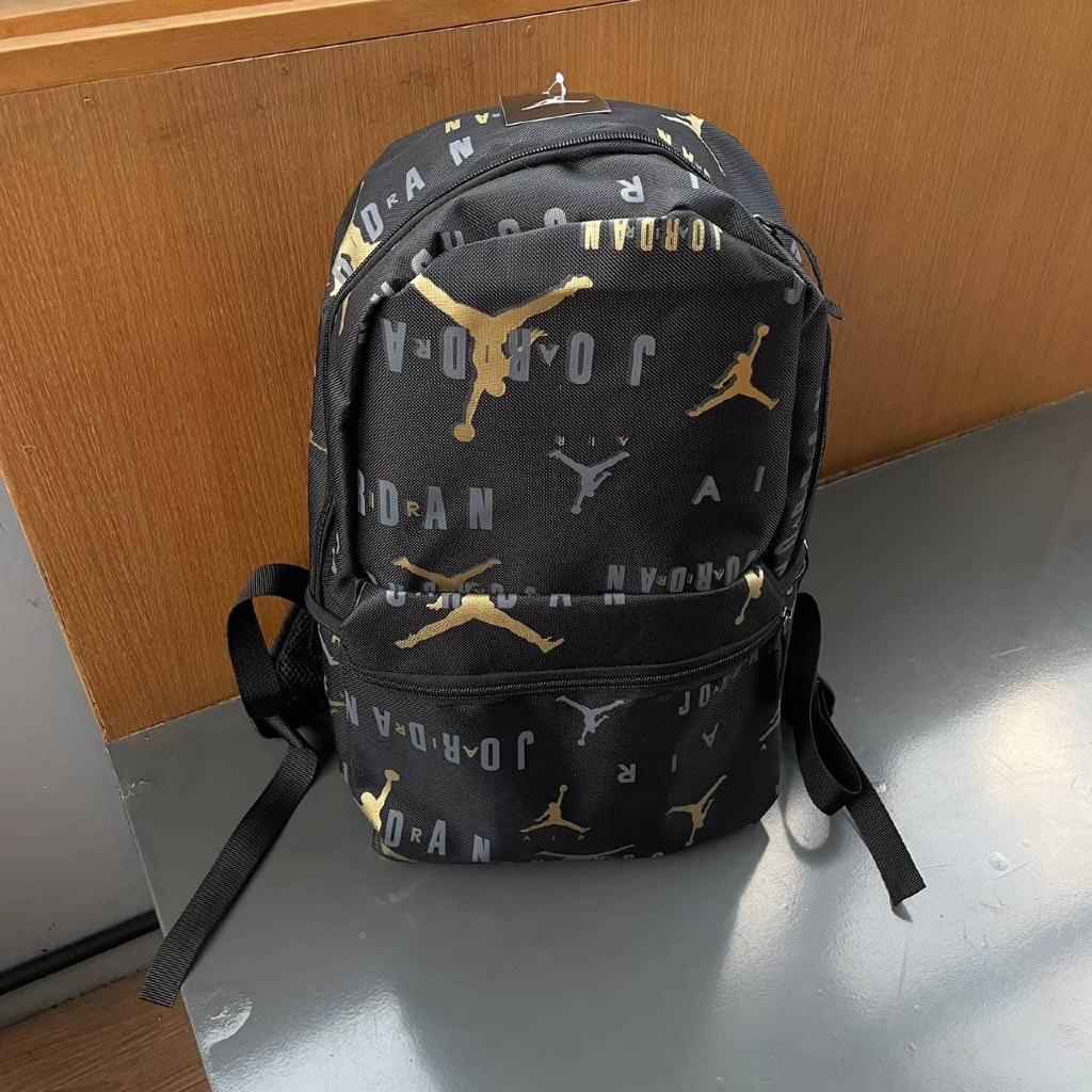 TAS RANSEL JORDAN MULTIFONT ORIGINAL BLACK WHITE BACKPACK / TAS RANSEL BACKPACK JORDAN RISE AND SHIN