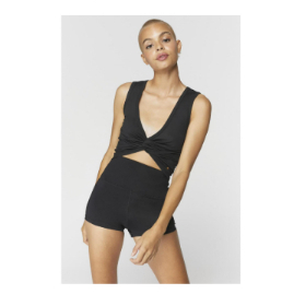 Spiritual Gangster -Atasan Olahraga - Twisted Open Back Reversible Tank - Black