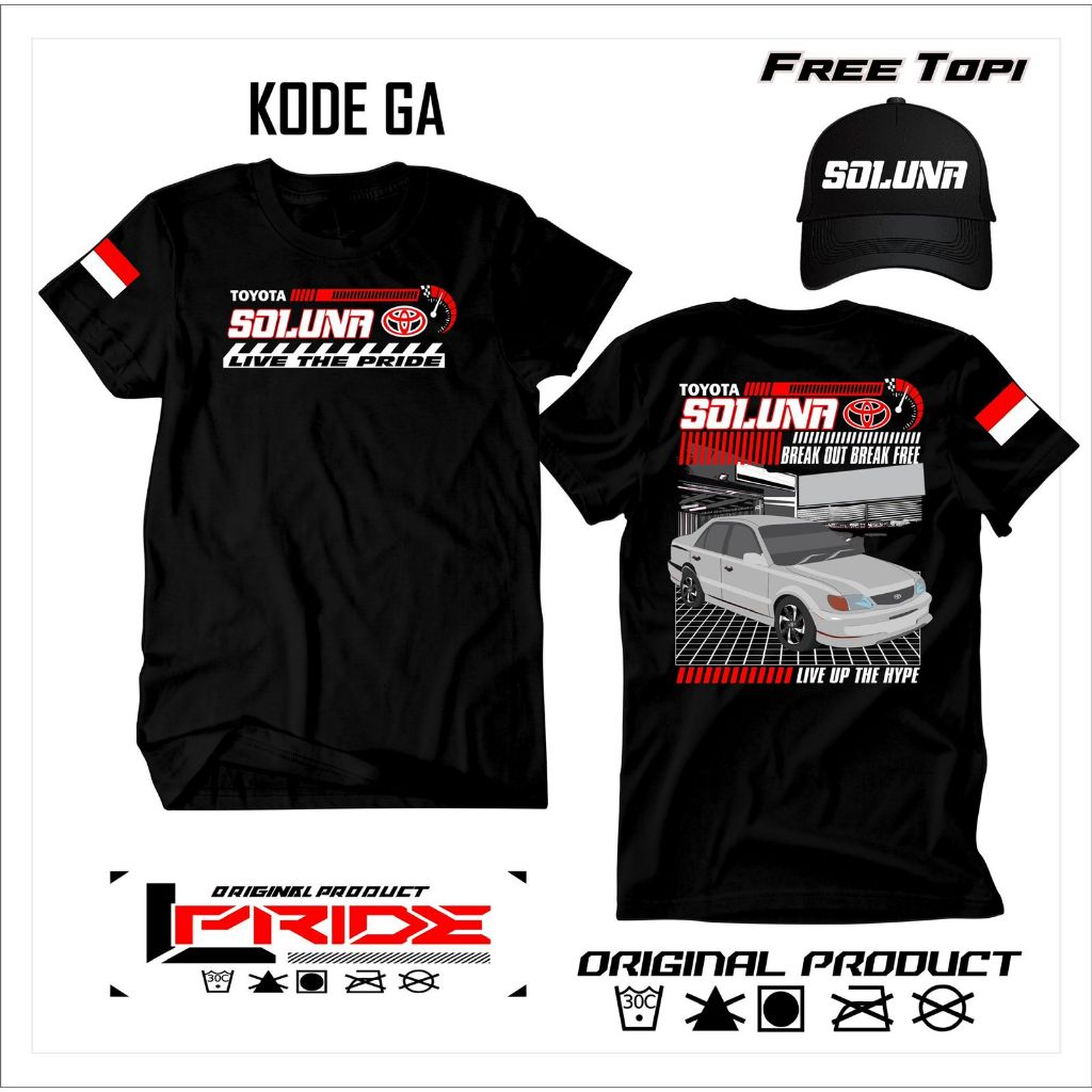 KAOS TOYOTA SOLUNA ORIGINAL PRODUCT BAHAN KATUN NYAMAN FREEE TOPI