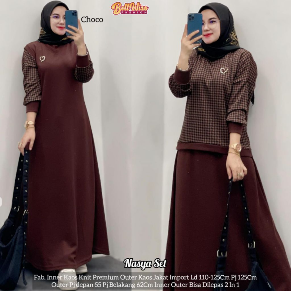 NASYA SET BY BELLWIS/GAMIS SET BAHAN KNIT ORI BEST SELLER