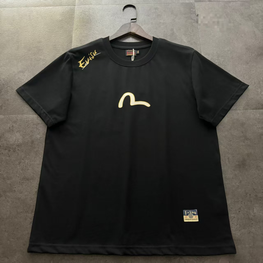 EVISU Fushen 2025 New Short-Sleeve Shirt with Seagull, Eagle, and Koi Letters