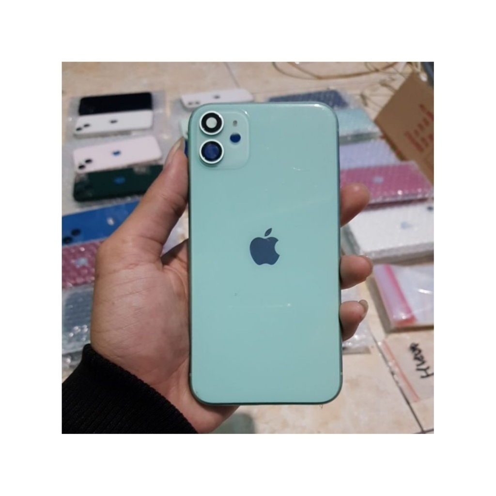 HAOUSING/BACDOR TUTUP BELAKANG IPHONE 11 90% KONDISI FISIK MULUS MINUS KACA KAMERA RETAK 2 HELAI YAN
