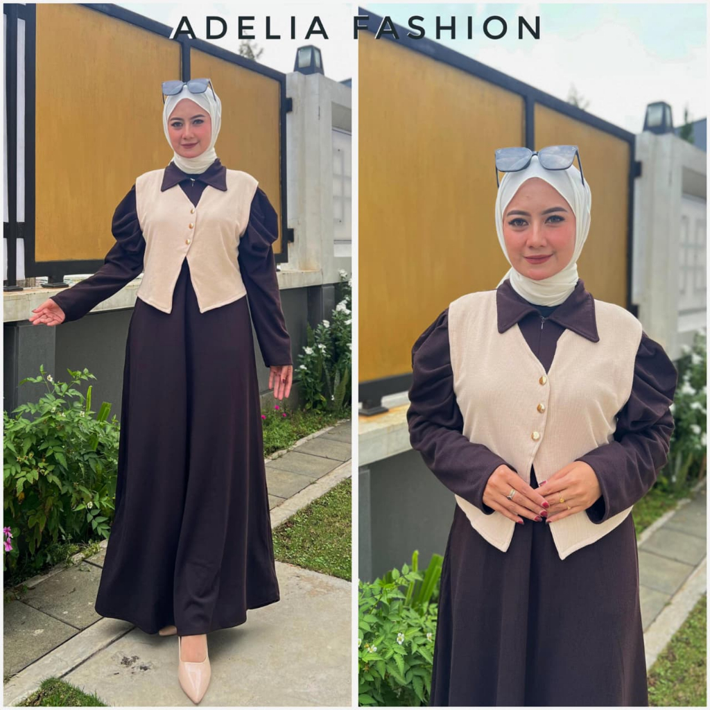 NURE -BAJU GAMIS AZURA DRES FREE BROS BAHAN KNIT PREMIUM GAMIS MODEL ROMPI TERBARU GAMIS DRESS WANIT