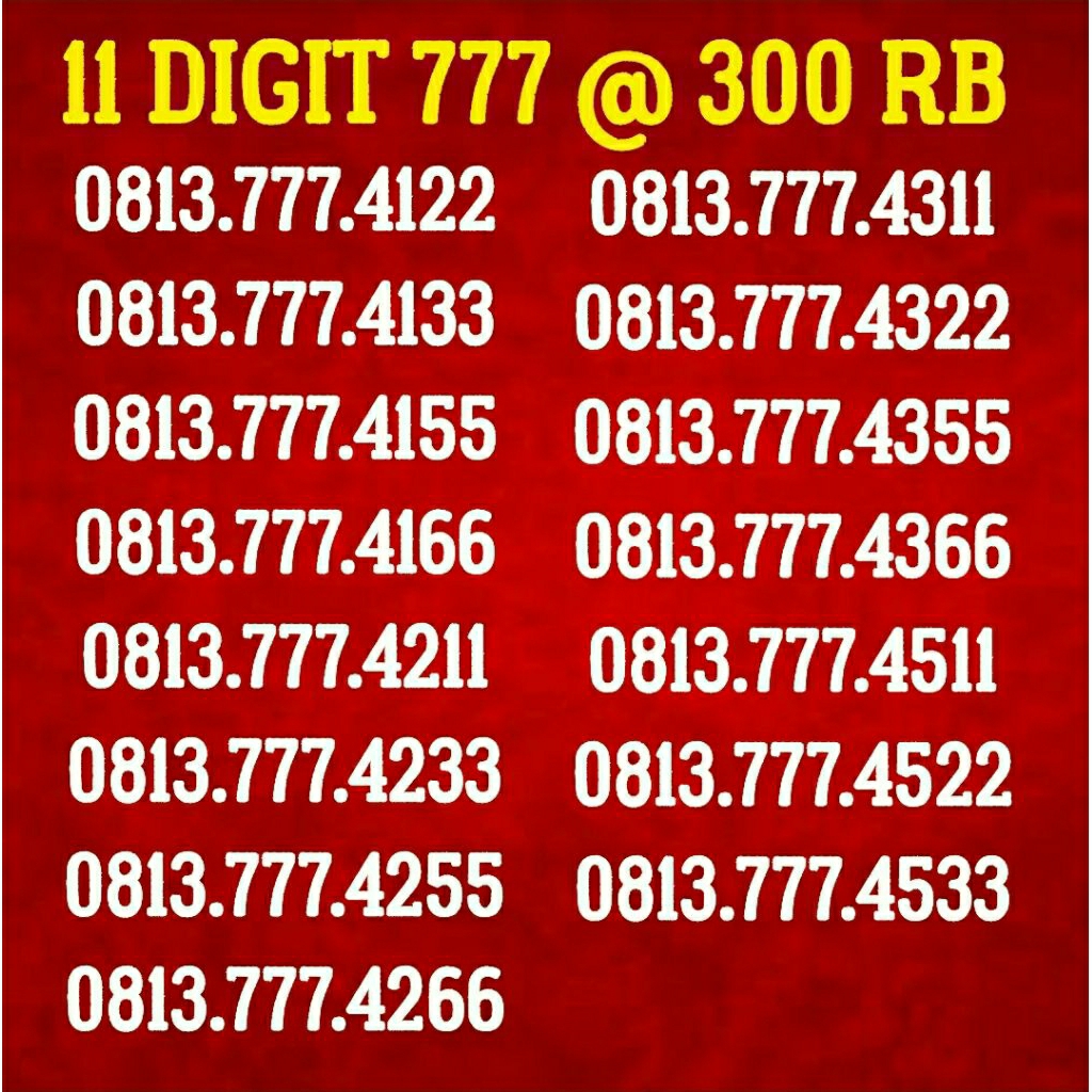 NOMOR CANTIK SIMPATI 11 Digit 0813 777 ABCC