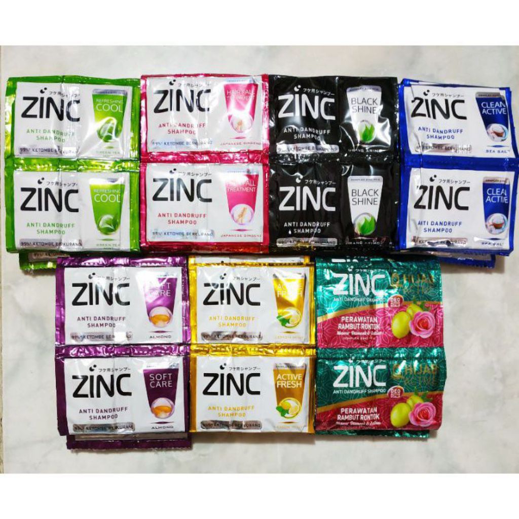 Shampoo zinc renceng / 1 renteng shampo zinc isi 24 sachet / sampo / zinc anti ketombe / Sampo rambu