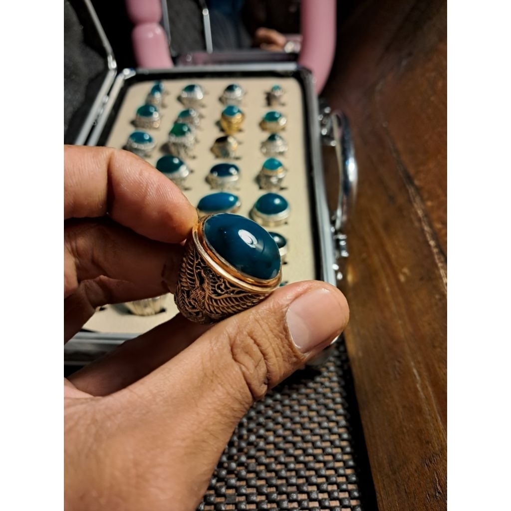 Bacan Coklat Non Serat Ring Perak Dim 24*18*10mm