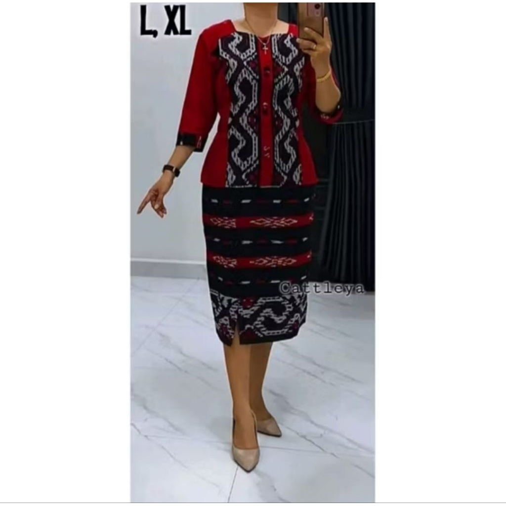 SETELAN ROK TENUN WANITA CANTIK ELEGAN KEKINIAN