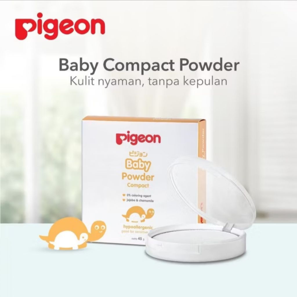 Pigeon Baby Compact Powder Cake Set Chamomile White 45G Bedak Padat Bayi