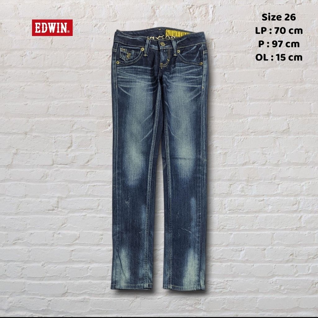 Size 26 Celana Panjang Longpants Jeans Edwin Blue Washed Fading Skinny fit Original Second Preloved 