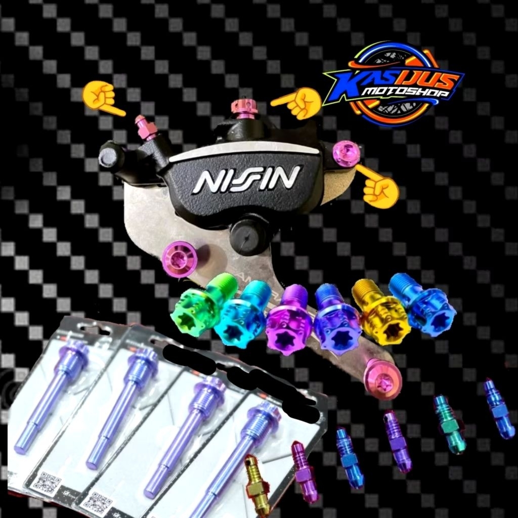 Baut Titanium Kaliper Nissin Samurai Nepel Angin Tojosan Kampas Kaliper Plus Nepel Selang Rem Motor