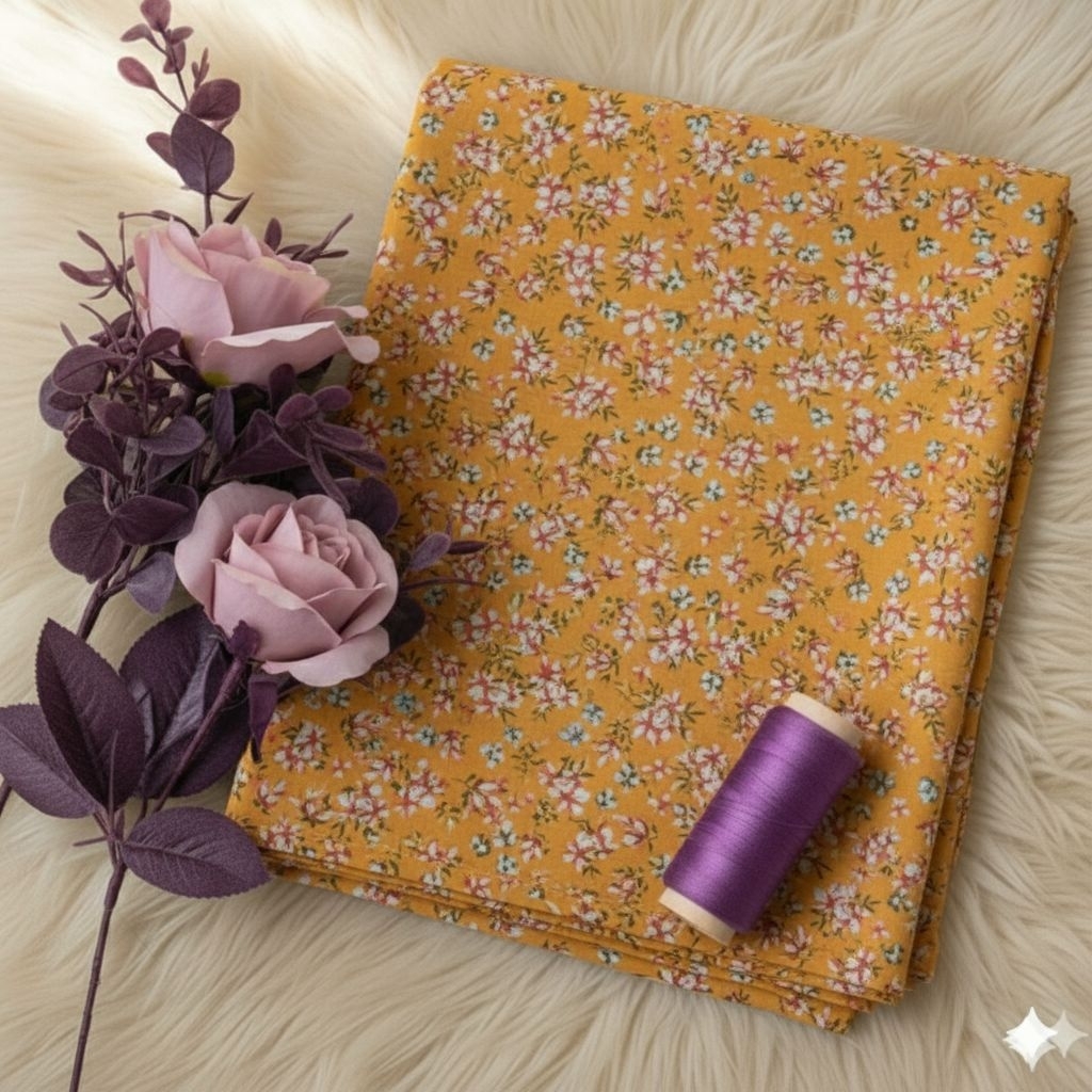 Kain Wolfis Motif Bunga Kecil – Bahan Adem & Jatuh, Cocok untuk Gamis / Dress / Hijab mt