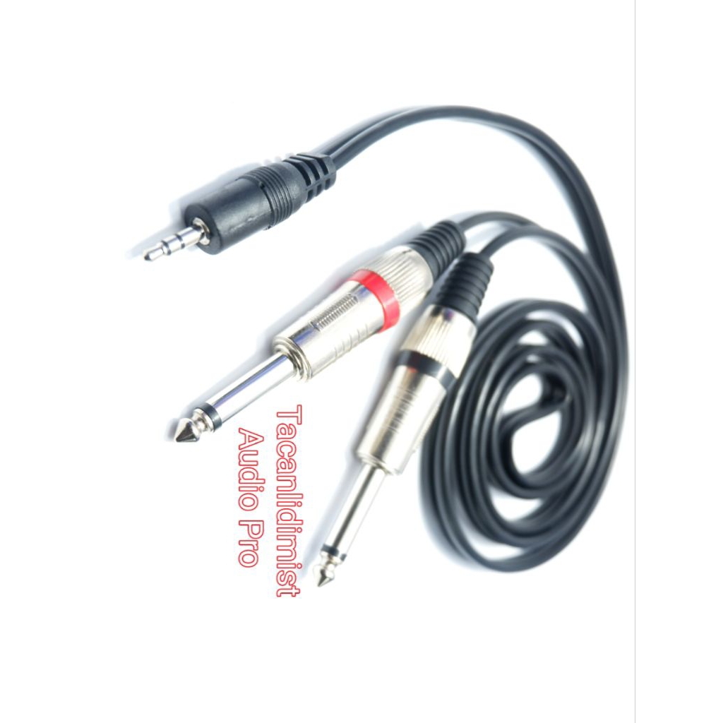 Kabel HP Ke Mixer jack Mini Stereo 3.5mm to 2 Akai Mono 6.5mm kabel atn berkualitas