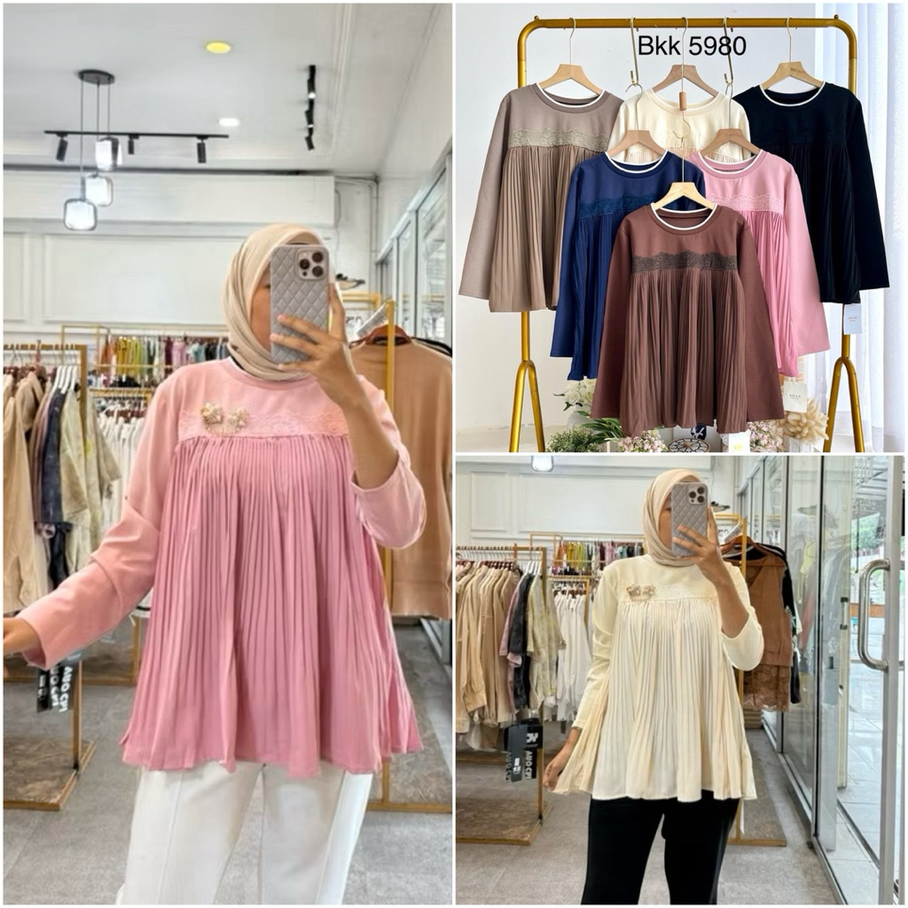 TATAOS BANGKOK PRISCA BLOUSE PLISKET RENDA KAOS IMPORT