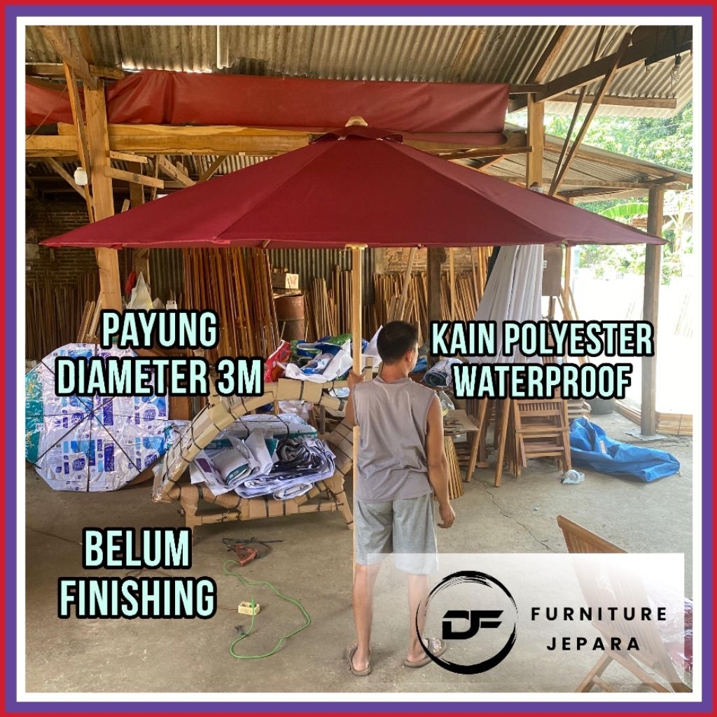 [READY] Payung Kayu Jati Payung Tenda Cafe Taman Outdoor Payung Pantai Payung Kayu Jati