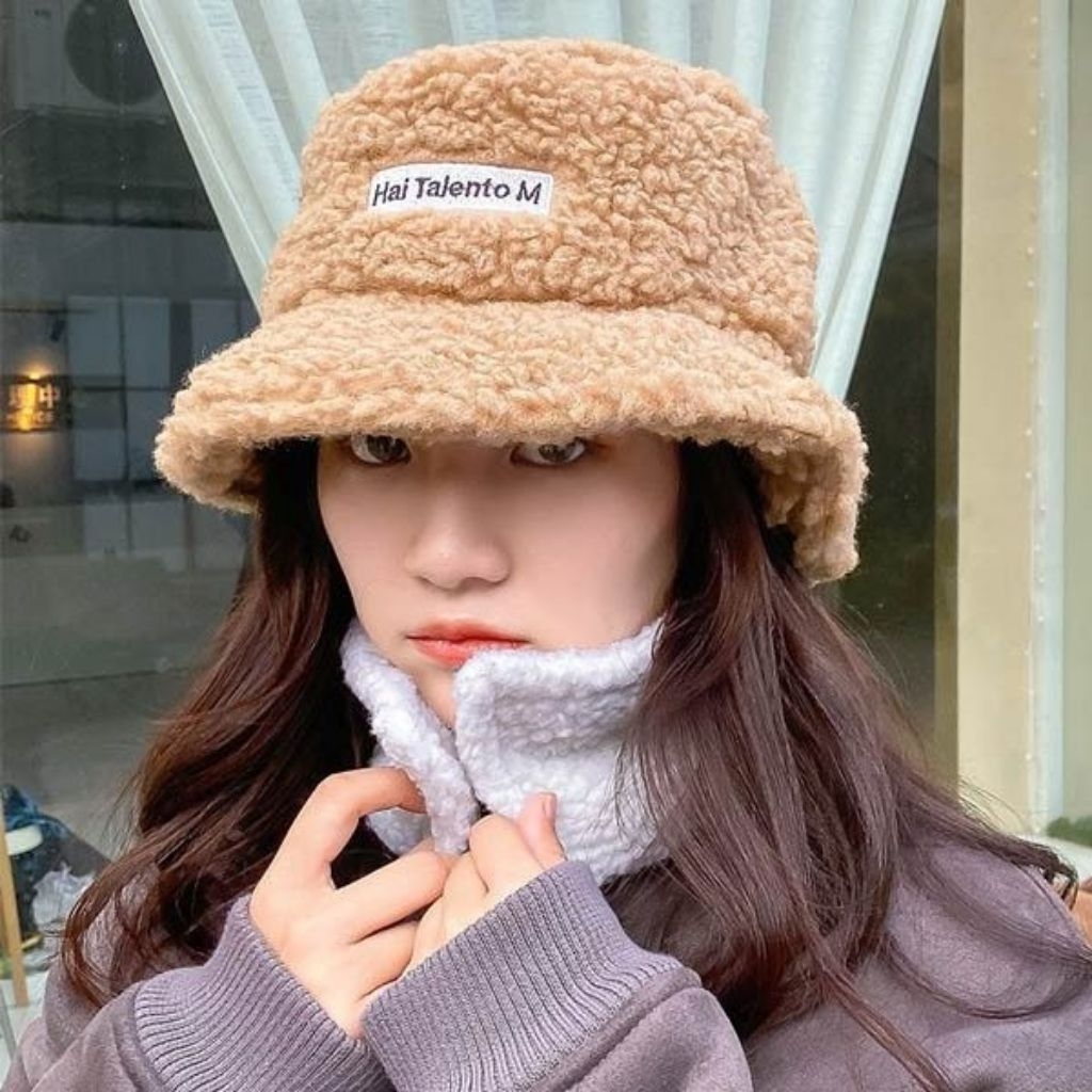 ❣️RICHHAT❣️ Topi bulu Bucket Hat Kupluk Bulu Domba Topi Jepang Korea Import Unisex Lembut PREMIUM