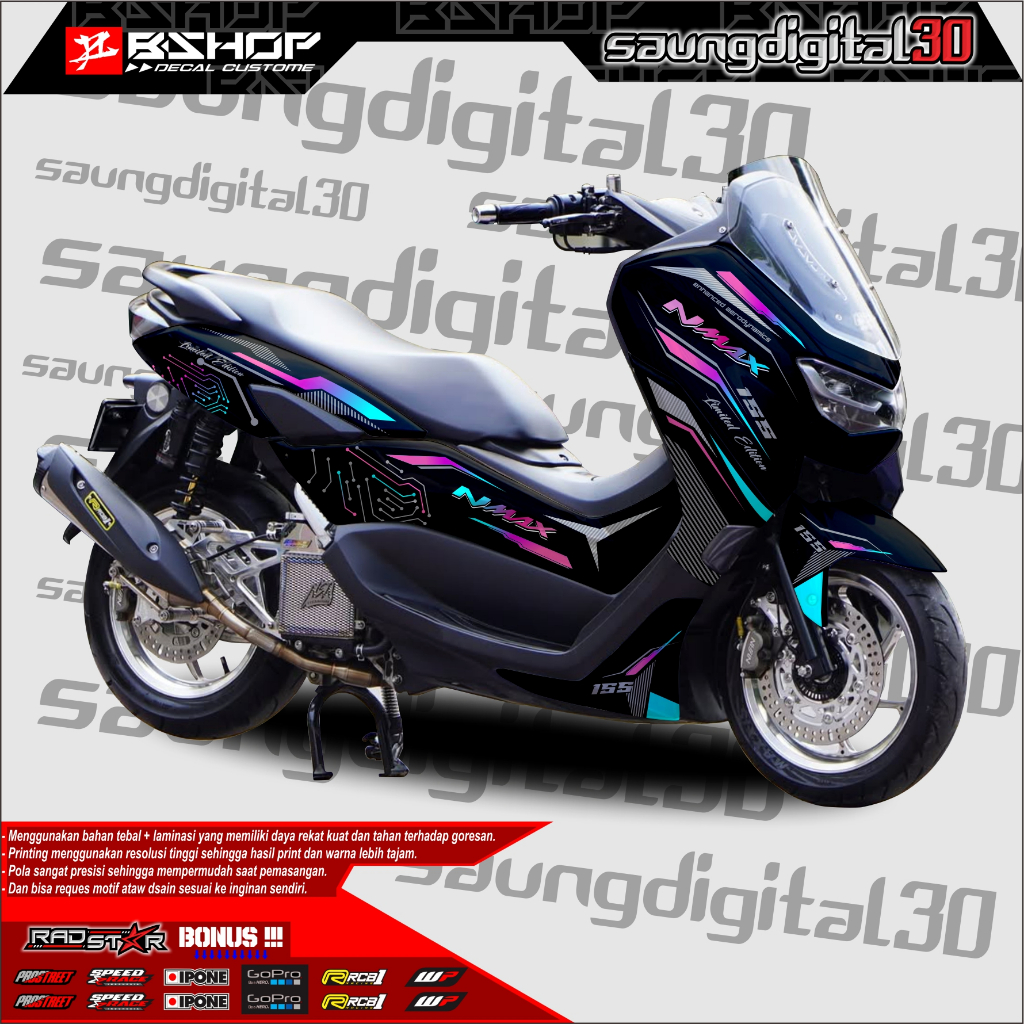 Sticker decal full body nmax new 2021 motif gradasi warna simple stiker variasi bisa tmbh nama+nomor