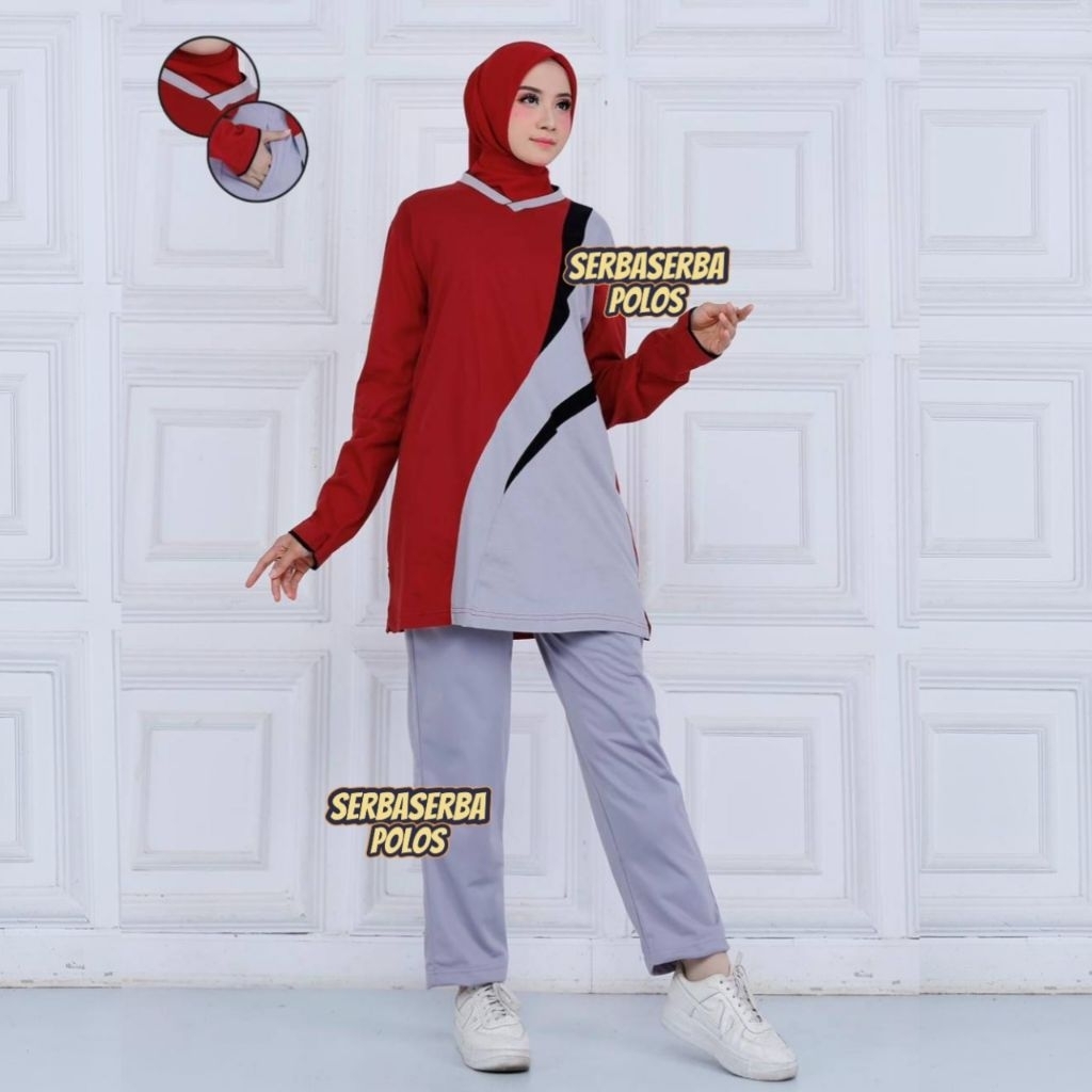 Setelan Olahraga Muslimah Syar'i / Seragam Olahraga Tunik Muslimah / Seragam Olahraga1 set