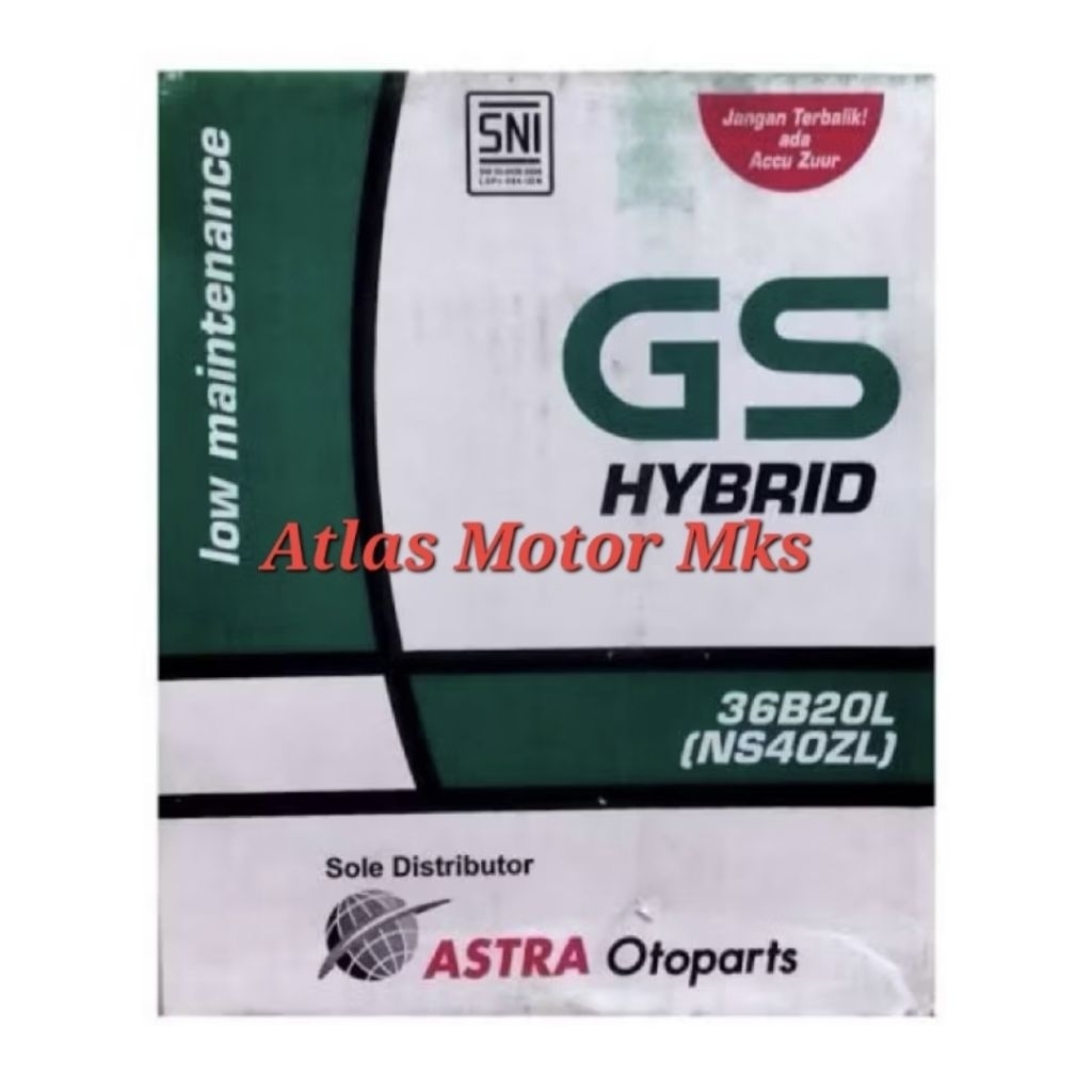 [1PC][36B20L/NS40ZL] ACCU AKI GS ASTRA HYBRID NS40ZL 12V-35Ah MOBIL MOBILIO / BRIO / JAZZ / AGYA / A