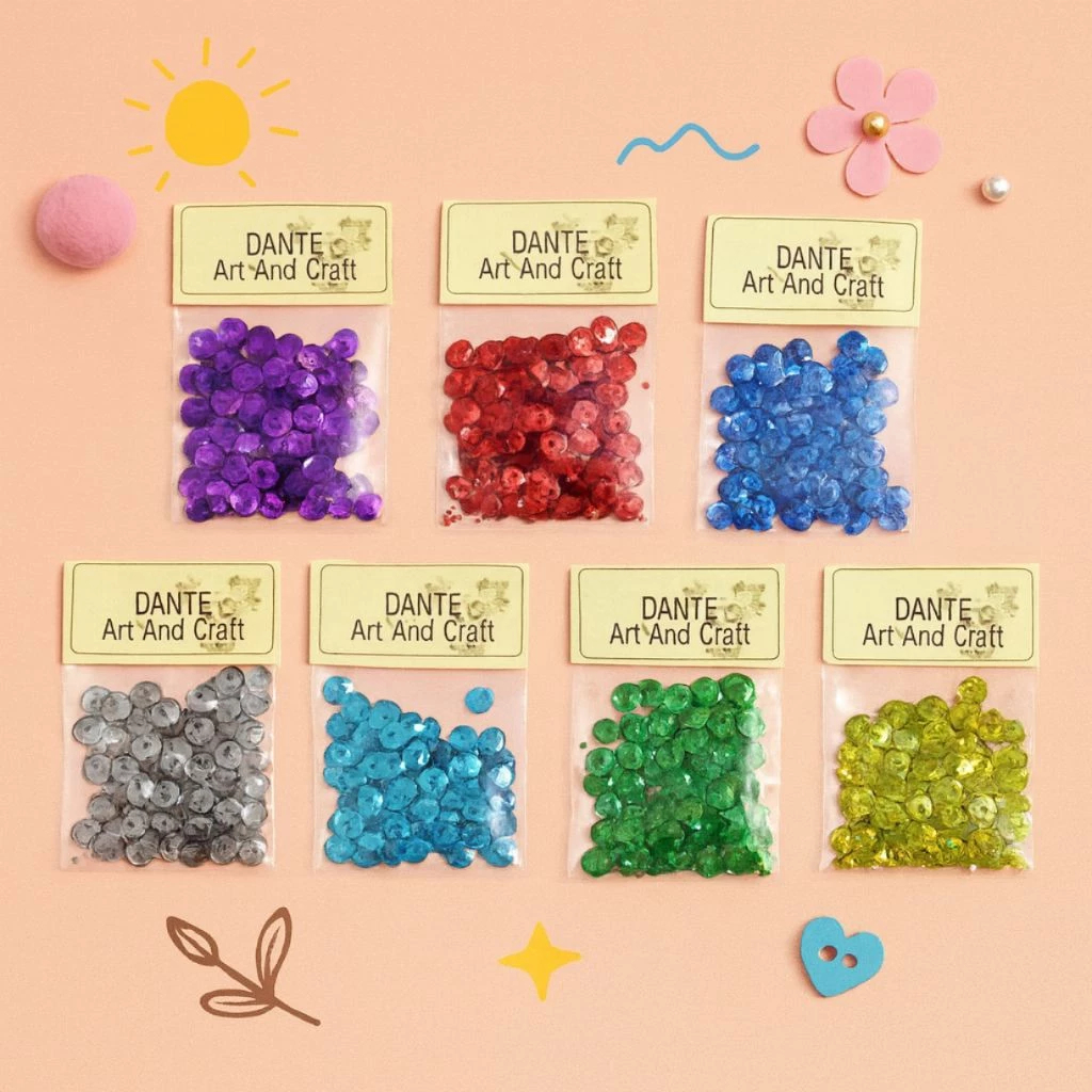 Kerajinan Tangan Manik-Manik Payet Bulat Ramboci Piring 6mm