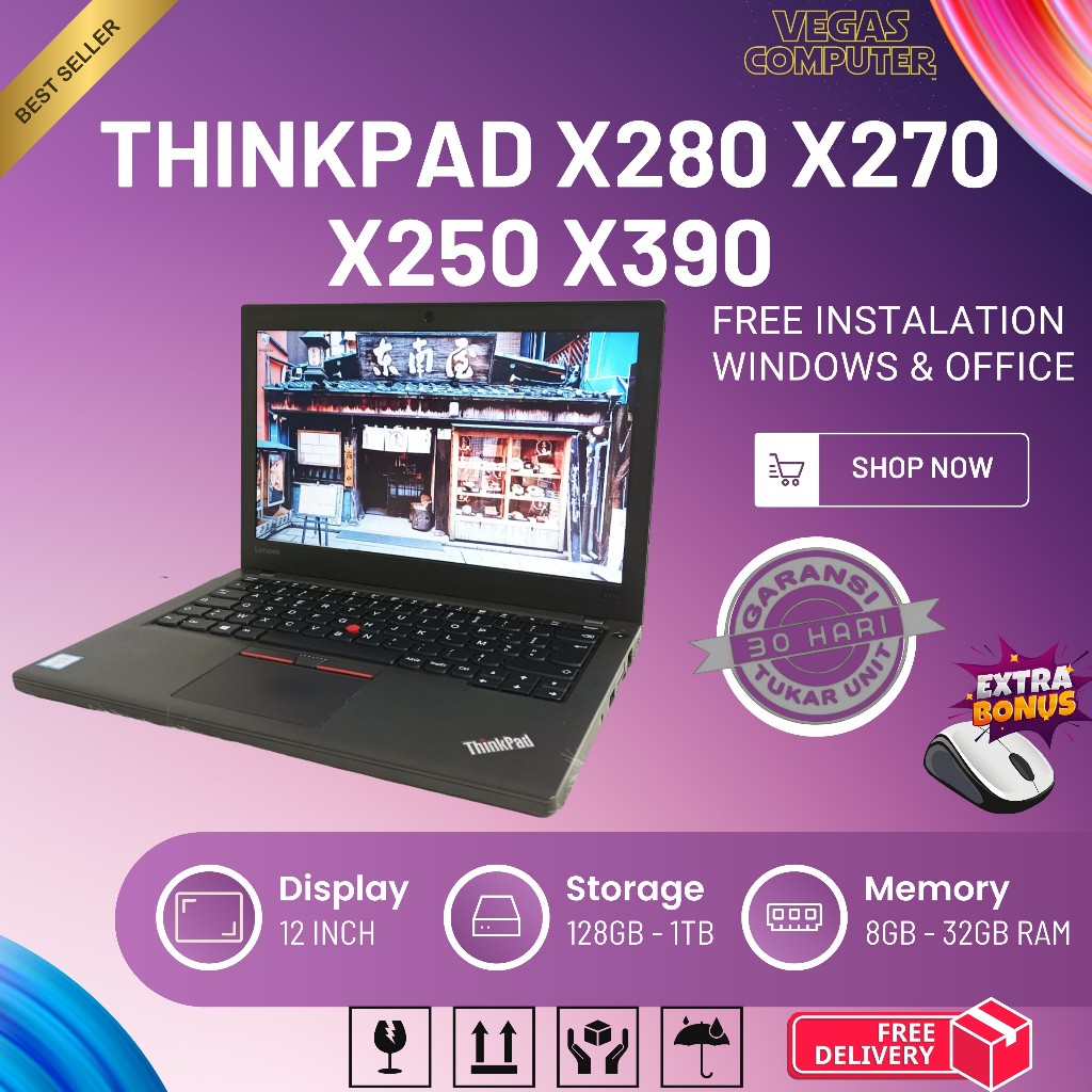 Lenovo Thinkpad X280 X270 X390 X250 Core i5 / i7 RAM 16GB SSD 512GB SLIM