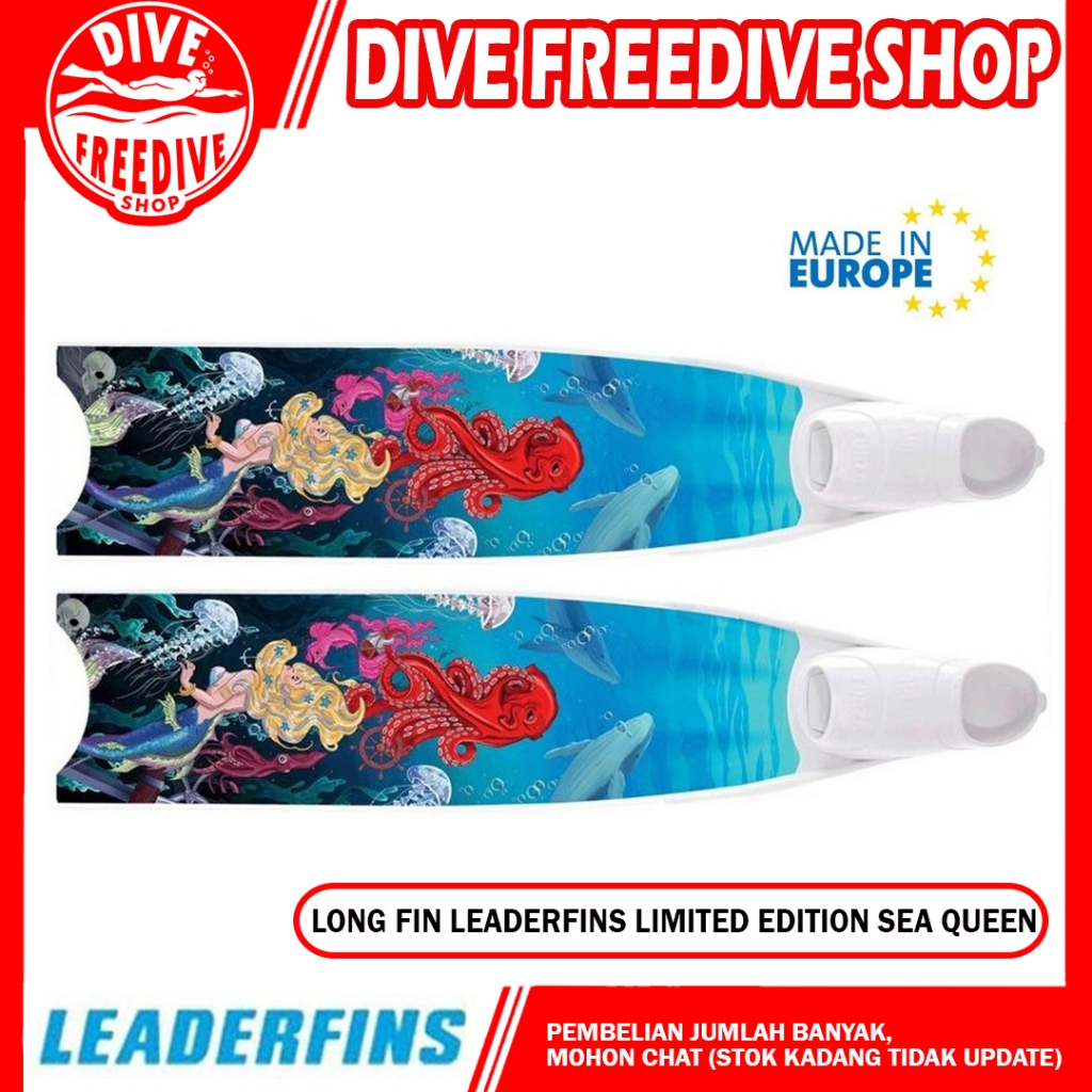 Long Fin Leaderfins Limited Edition Sea Queen Fiberglass Pure Carbon Fins Kaki Katak Freediving Free