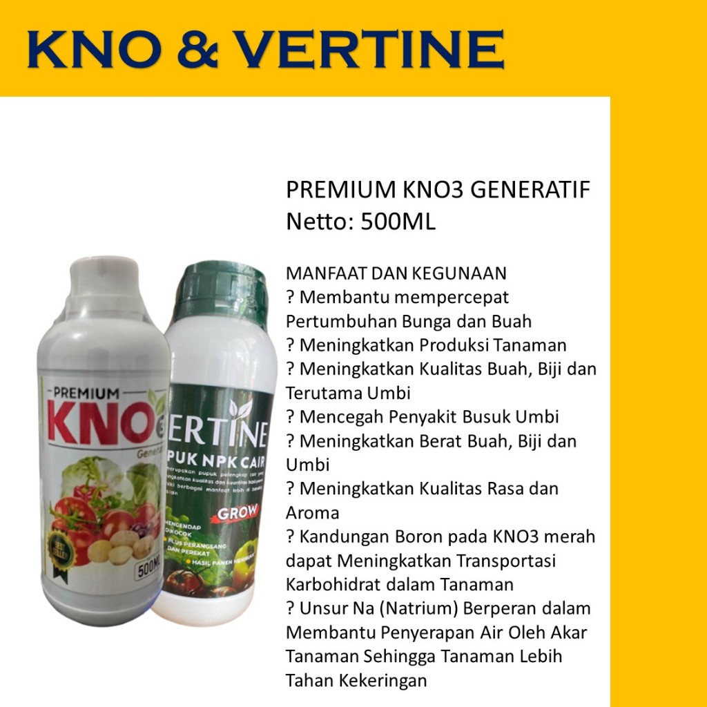 Vertine Grow & KNO Pupuk Cair Padi Lebat - 1 paket pupuk padi anti hama padi terbaik - pupuk cair pe