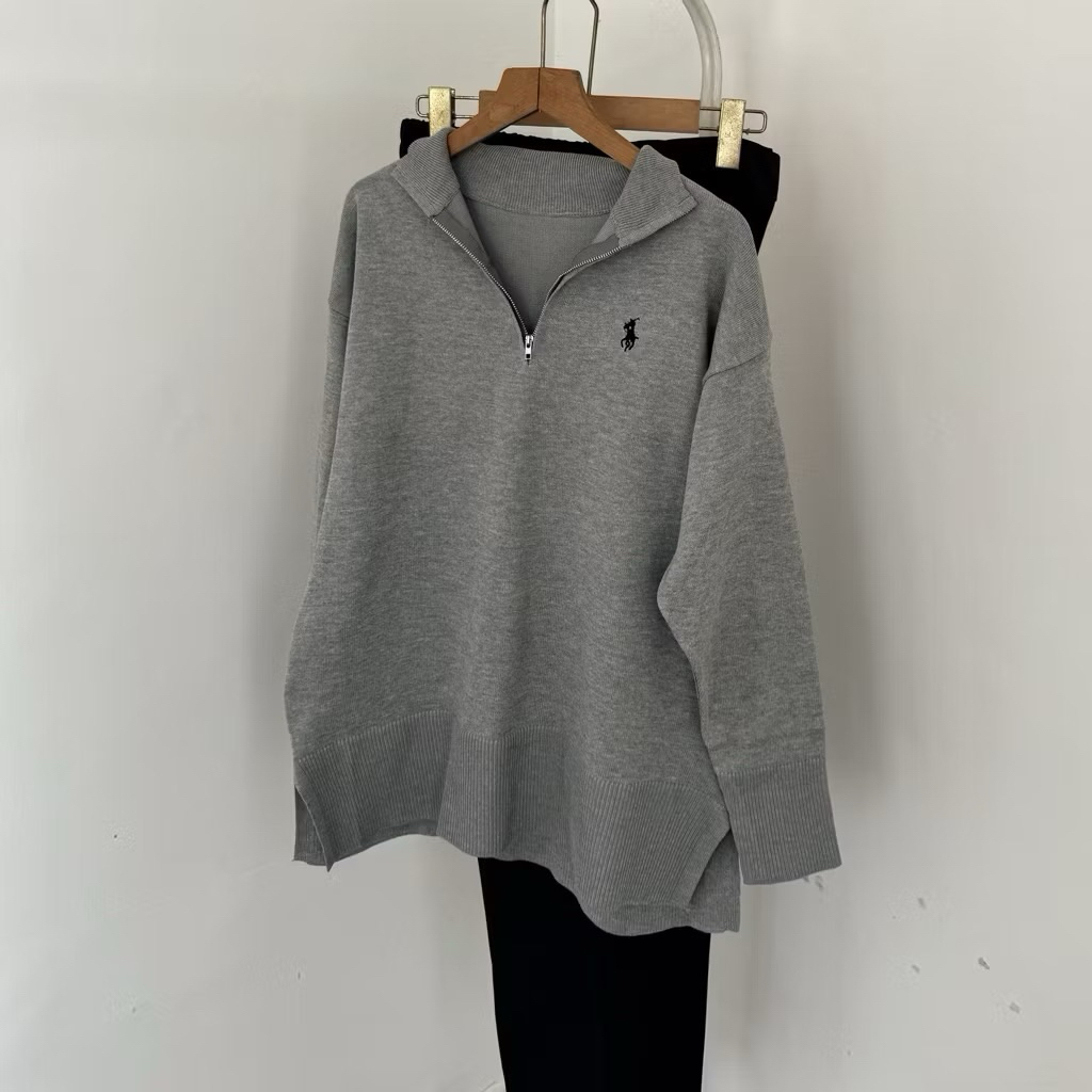 Half Zipper Knit Grey