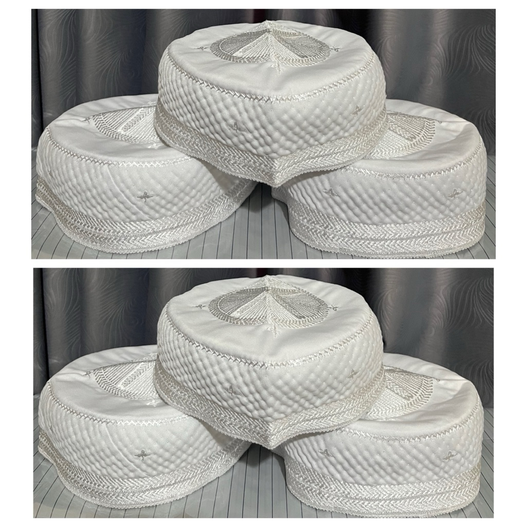 KOPIAH BUGIS / PECI MADINAH PUTIH / KOPIAH HAJI BUGIS LOKAL/KOPIAH HAJI PUTIH BUGIS