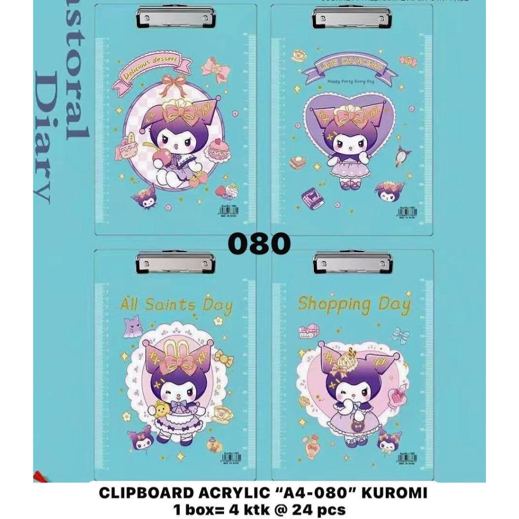 Clip Board Akrilik Ujian A4 Transparan Bening Papan Ujian Papan Jalan Akrilik Tebal Gambar Kuromo Ba