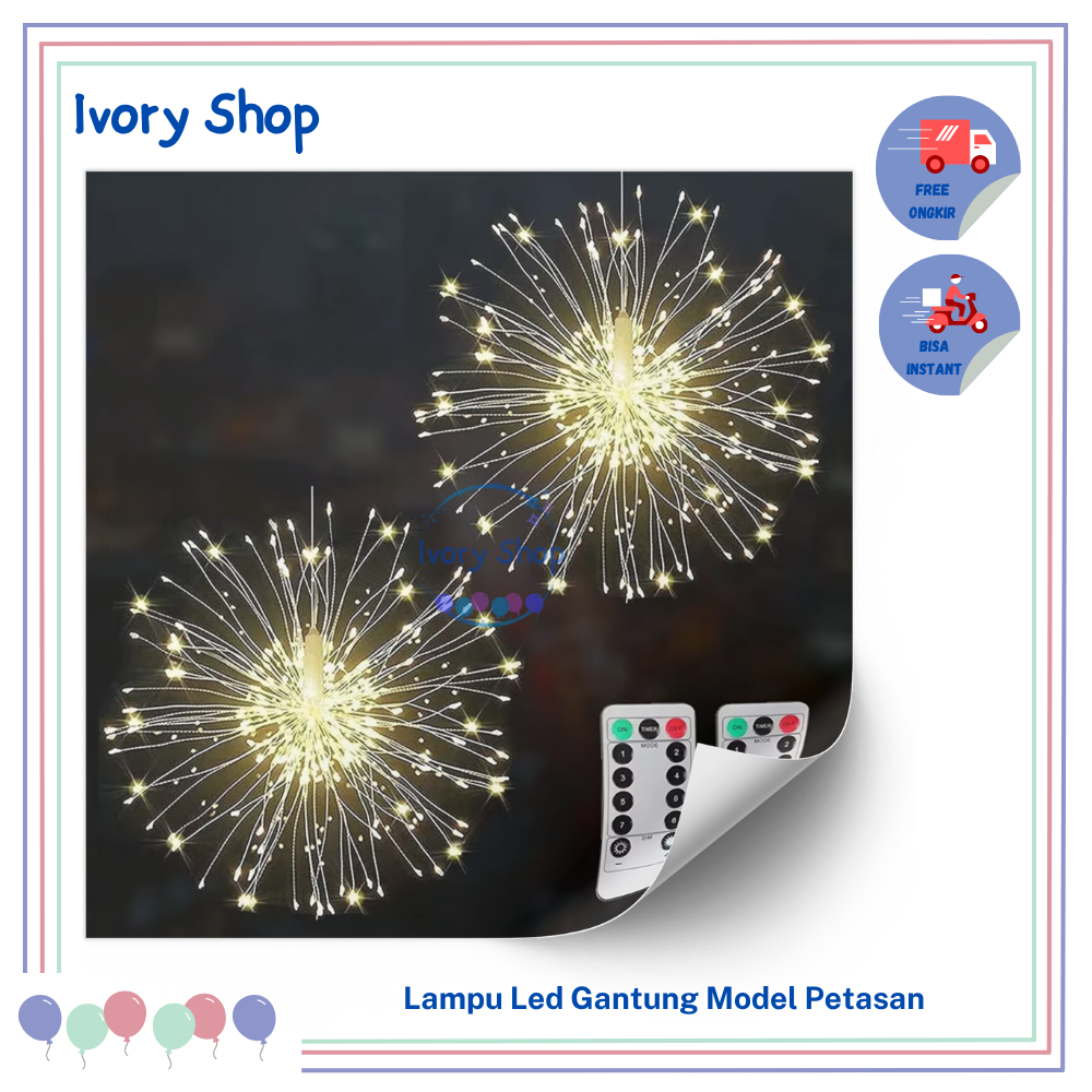 Lampu Led Gantung Taman Outdoor Cafe Model Petasan Kembang Api Natal