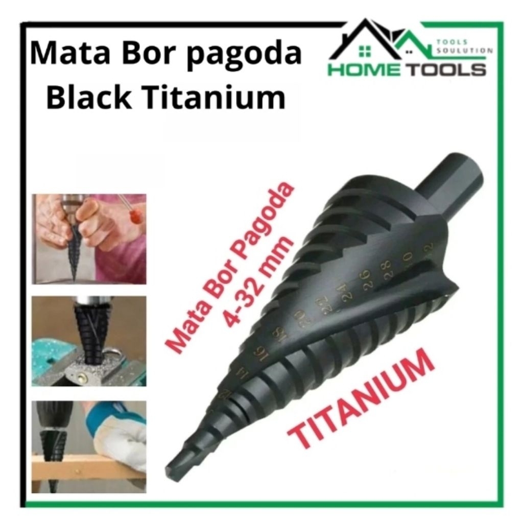 Mata Bor Pagoda 4-32MM Mata Bor Untuk Baja Keras Pagoda Titanium Mata Bor Besi Baja Black Titanium