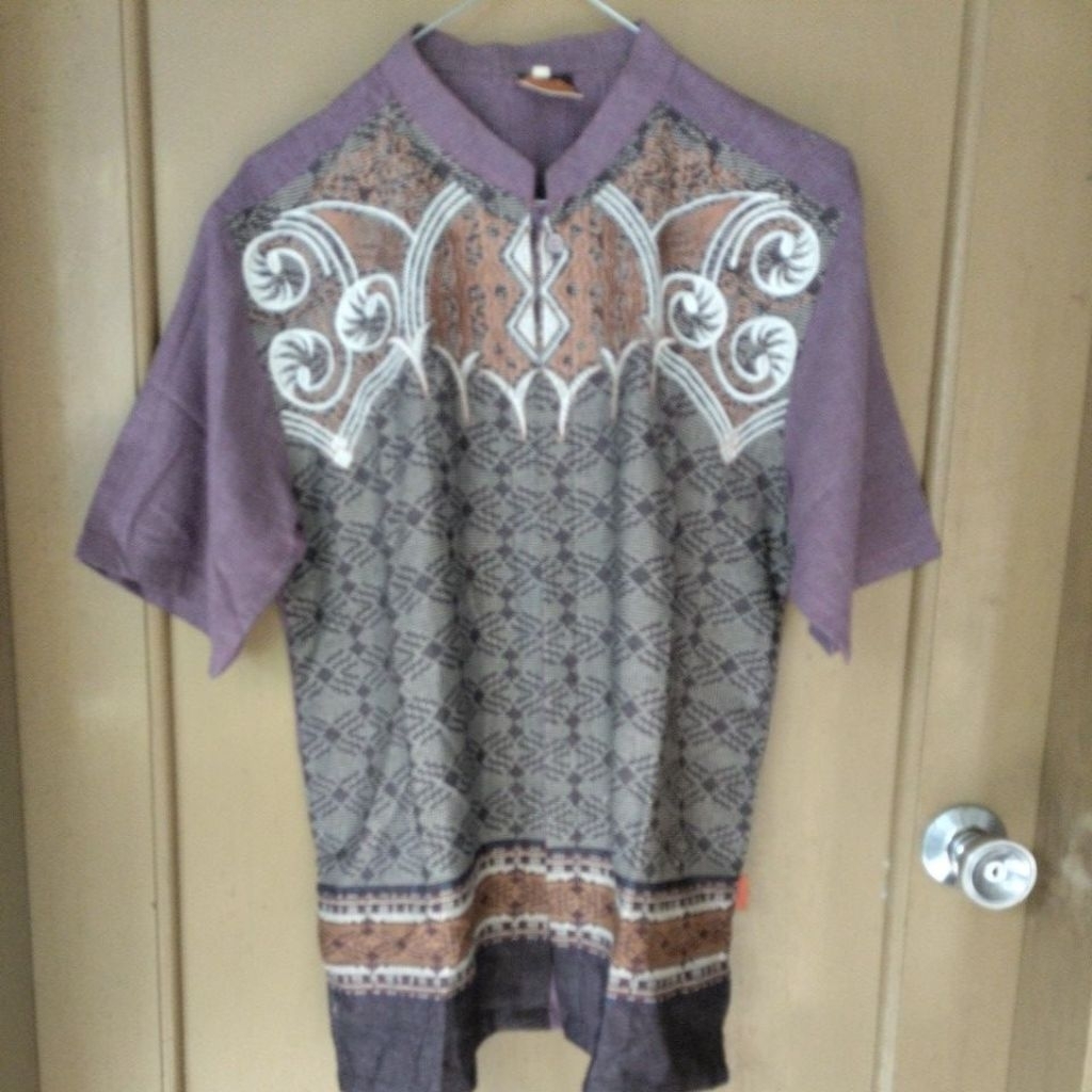 Pakaian Pria Baju Muslim Koko Taqwa Adriano Bordir Ungu